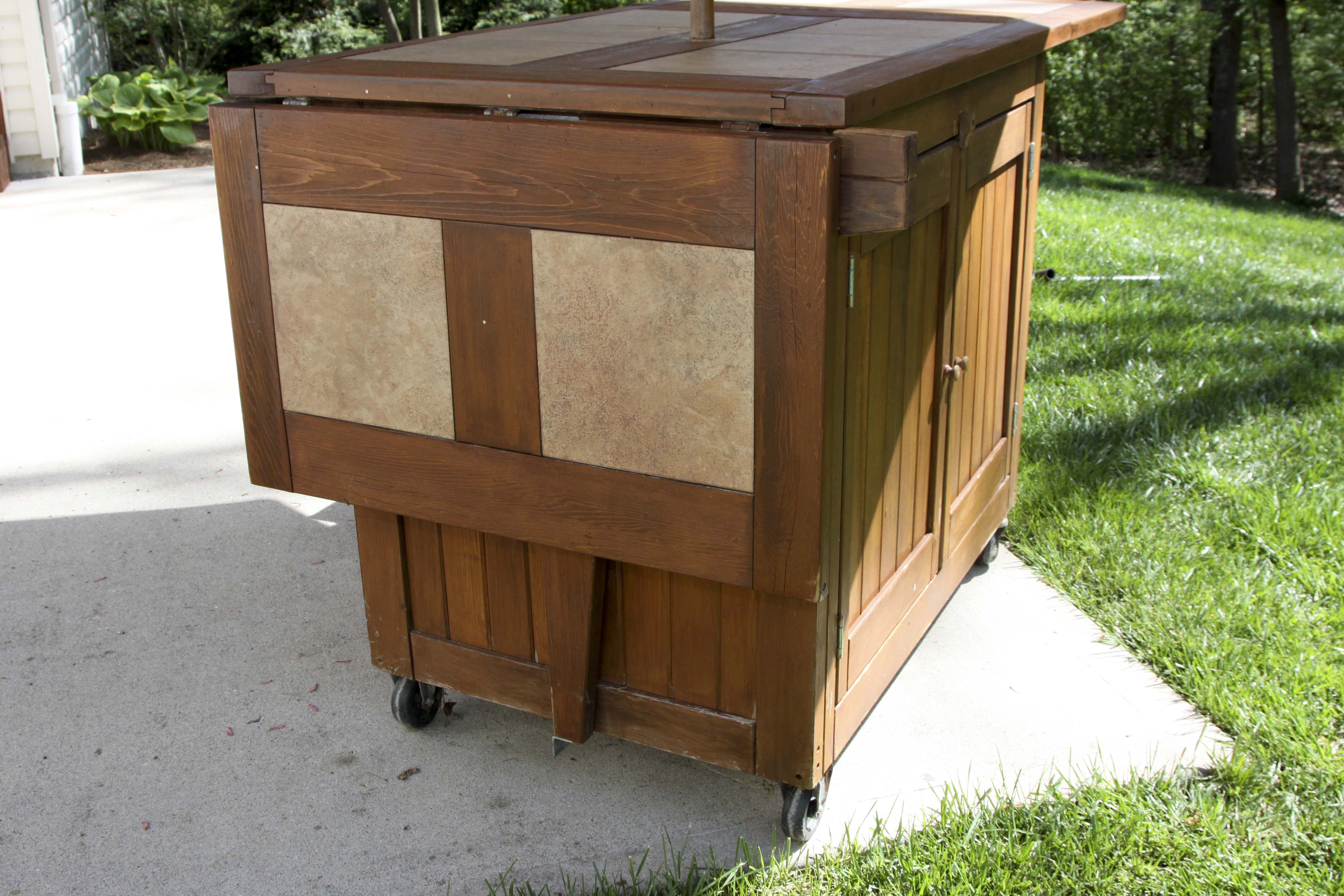 Wooden Outdoor Bar With Stools