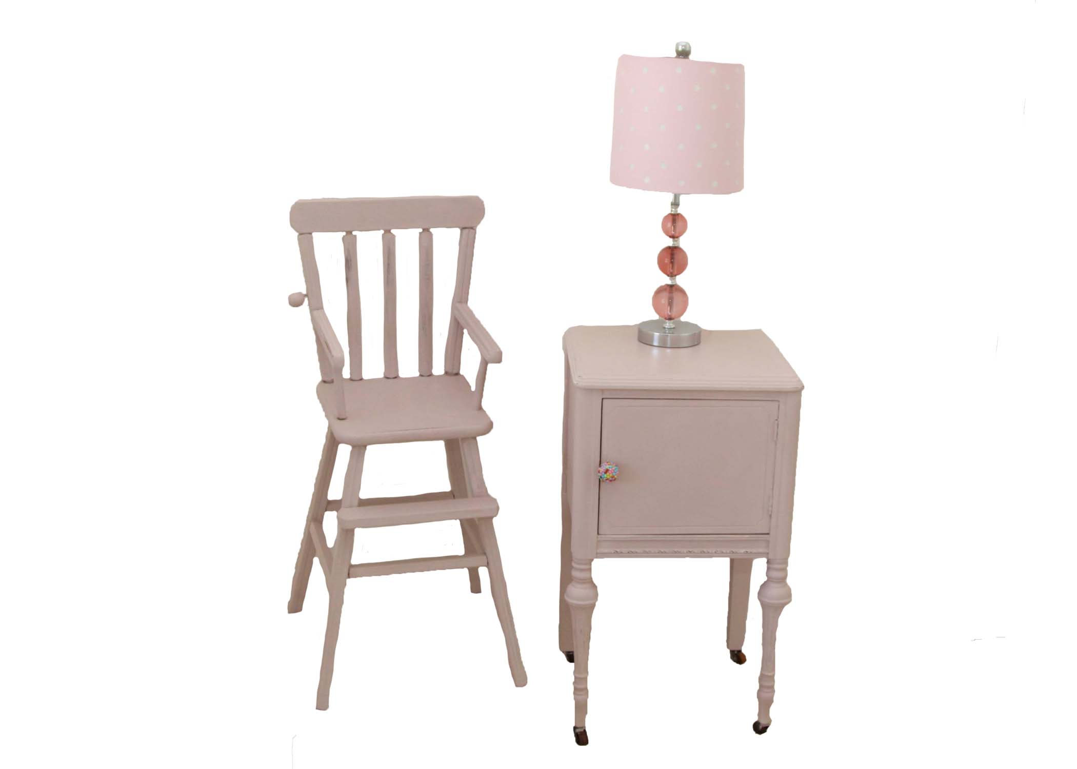 Vintage Painted Accent Table and Doll High Chair