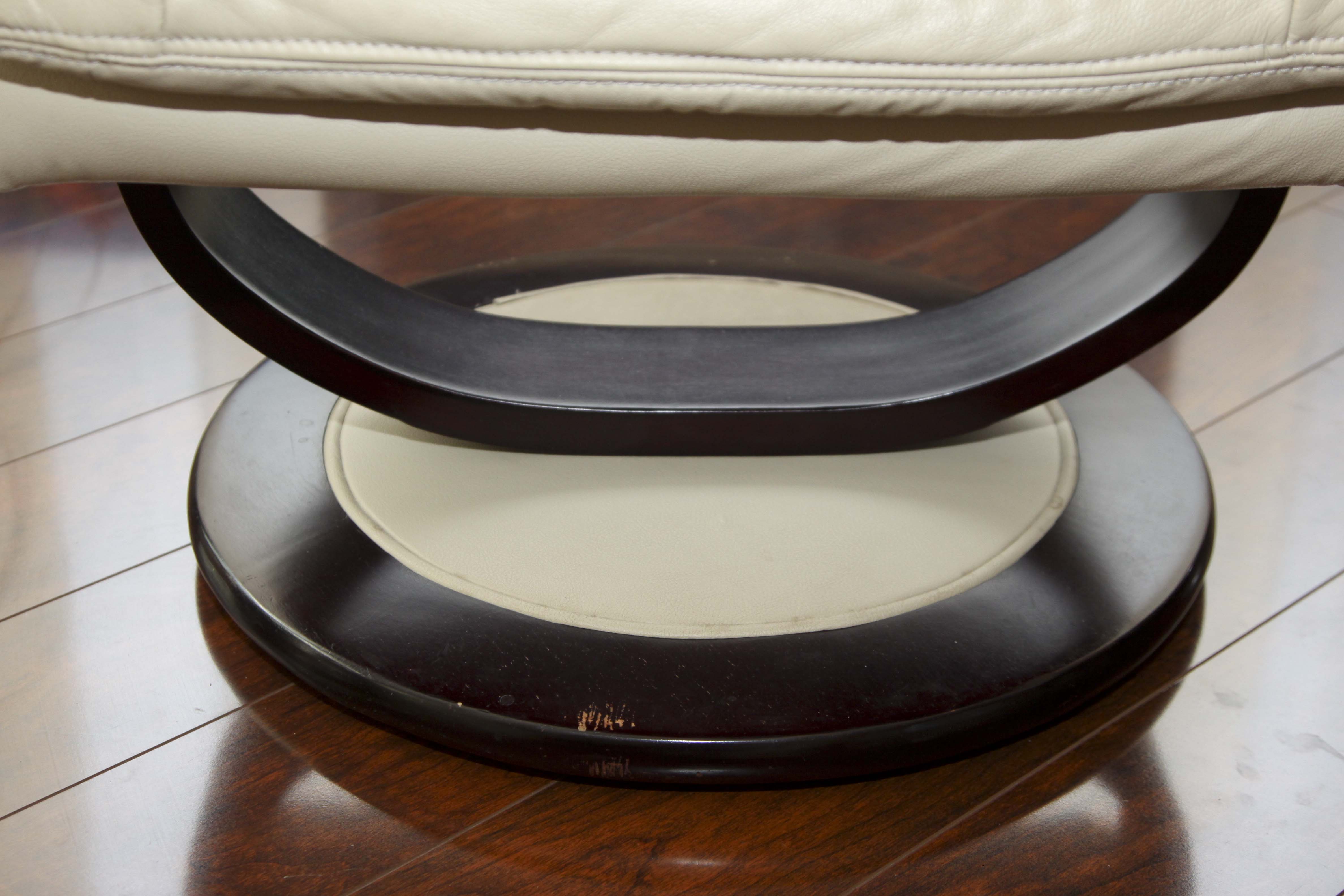 Contemporary Leather Recliner and Ottoman by Lane