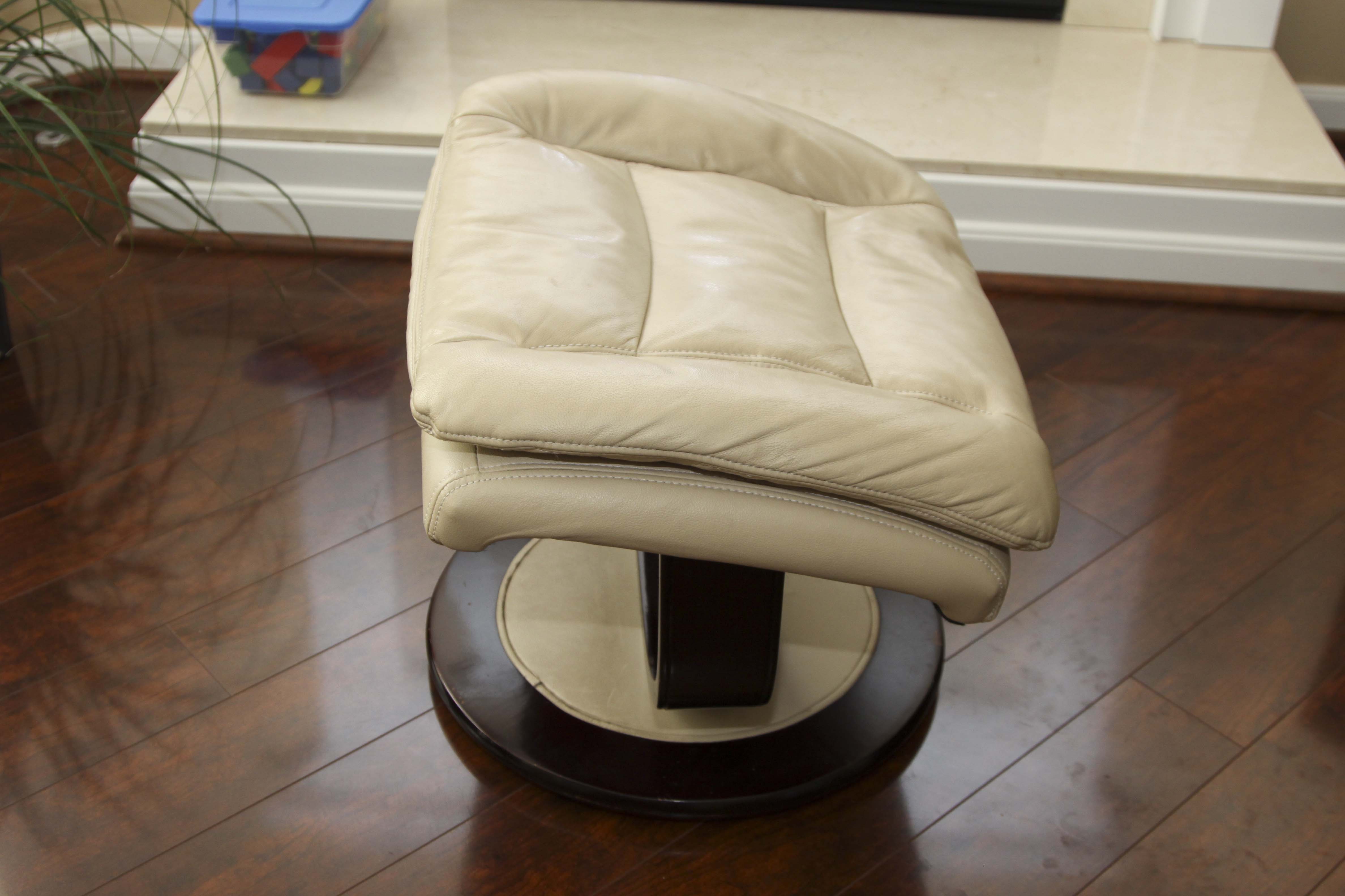 Contemporary Leather Recliner and Ottoman by Lane