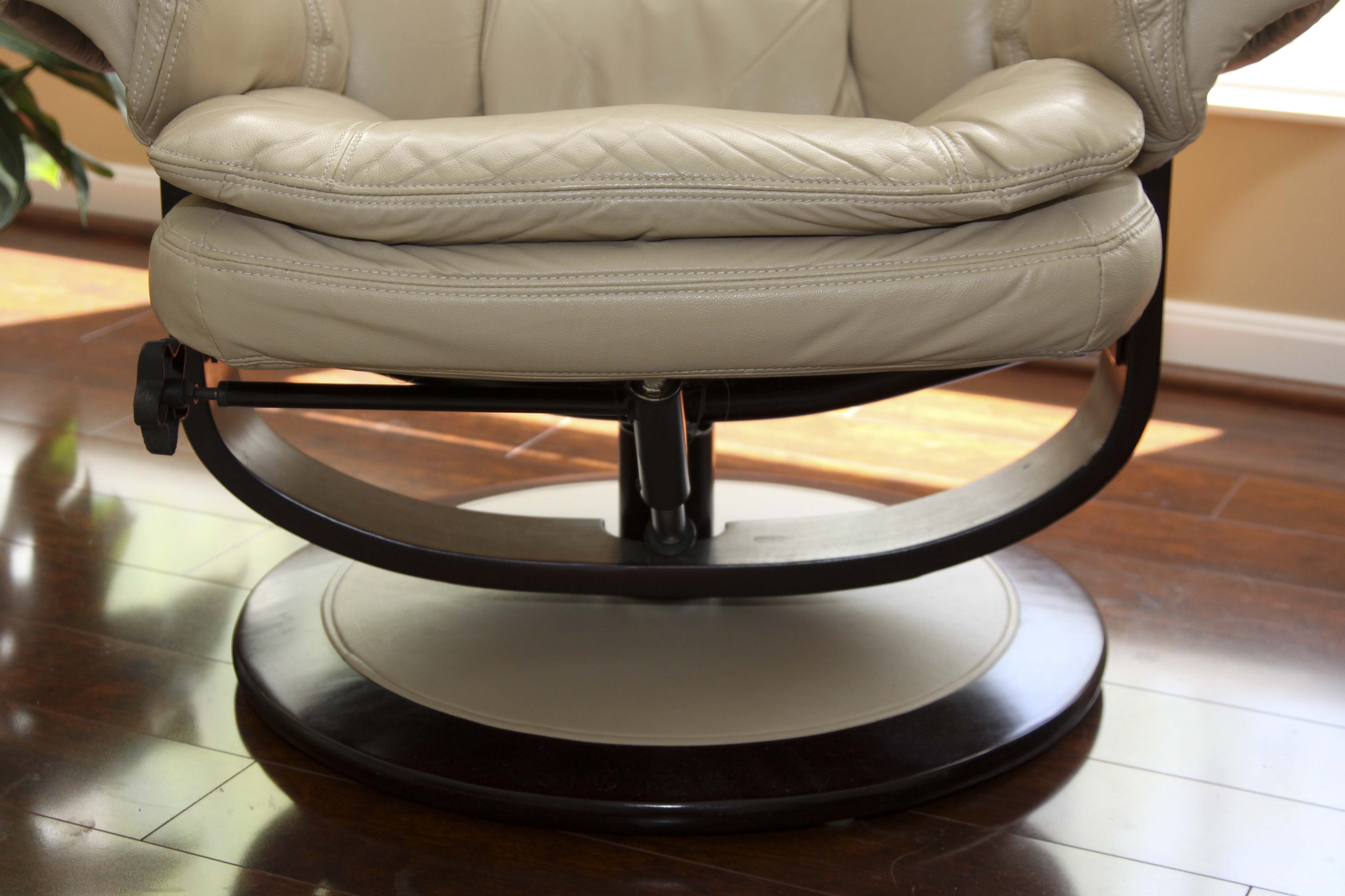 Contemporary Leather Recliner and Ottoman by Lane