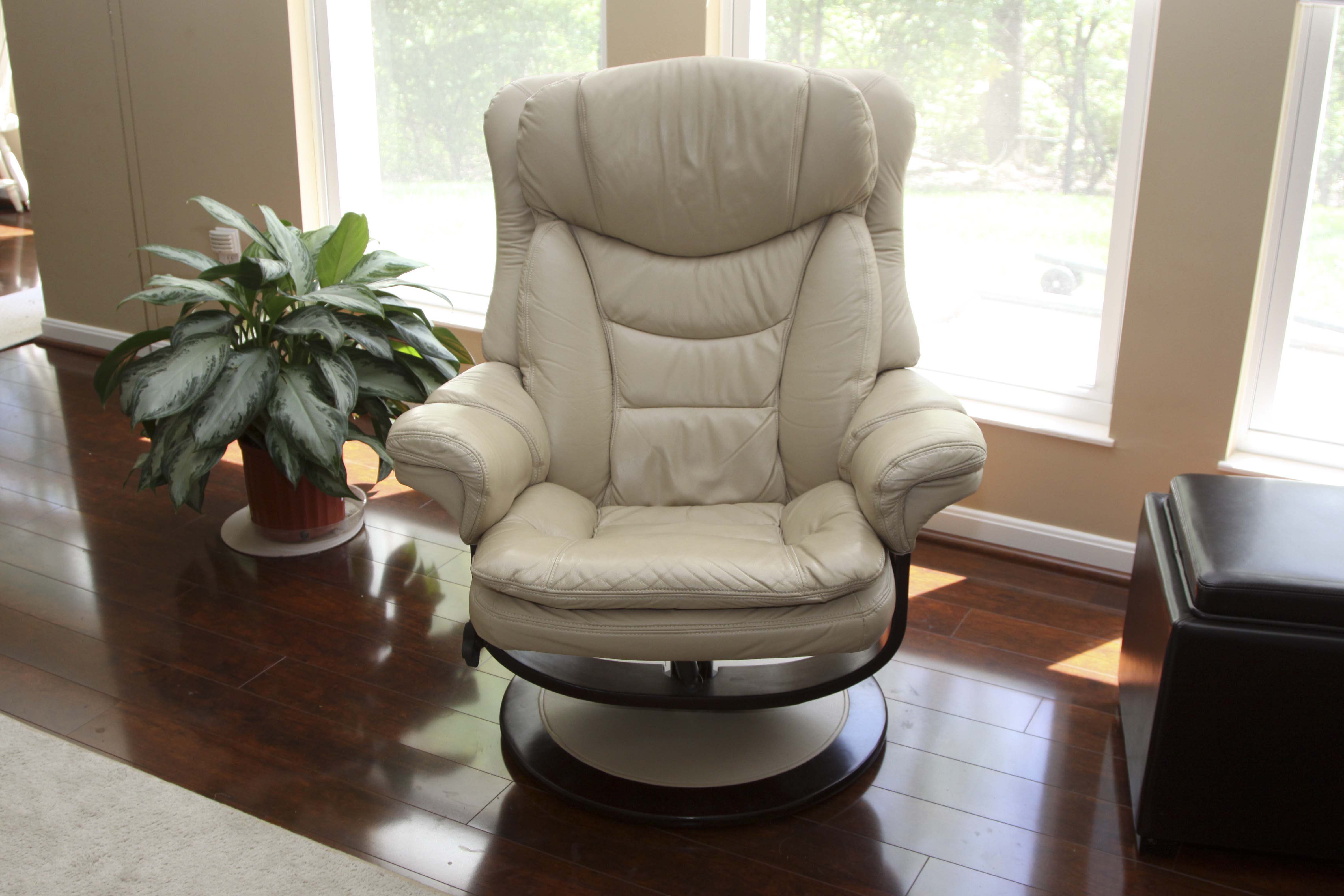 Contemporary Leather Recliner and Ottoman by Lane