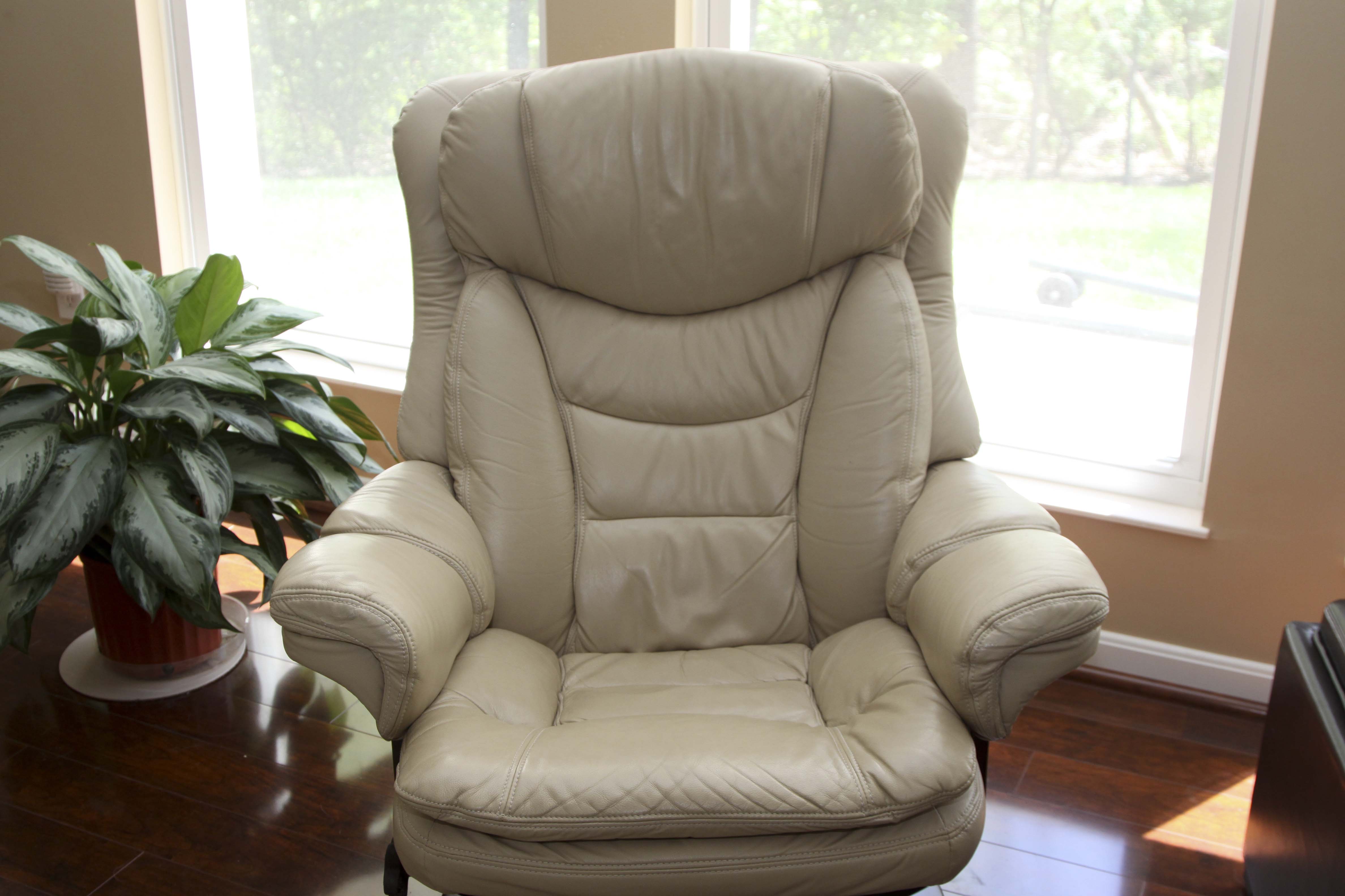 Contemporary Leather Recliner and Ottoman by Lane