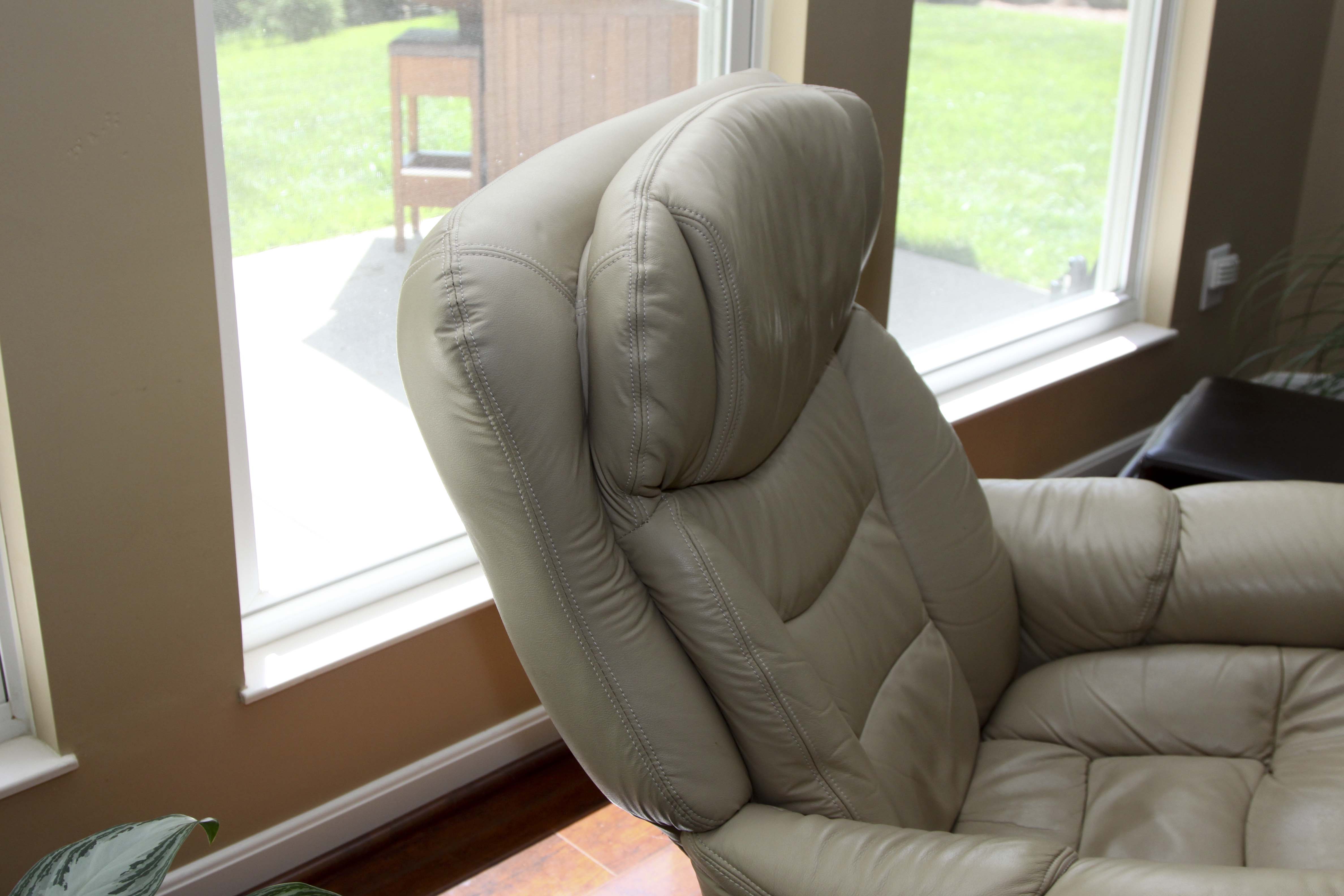 Contemporary Leather Recliner and Ottoman by Lane