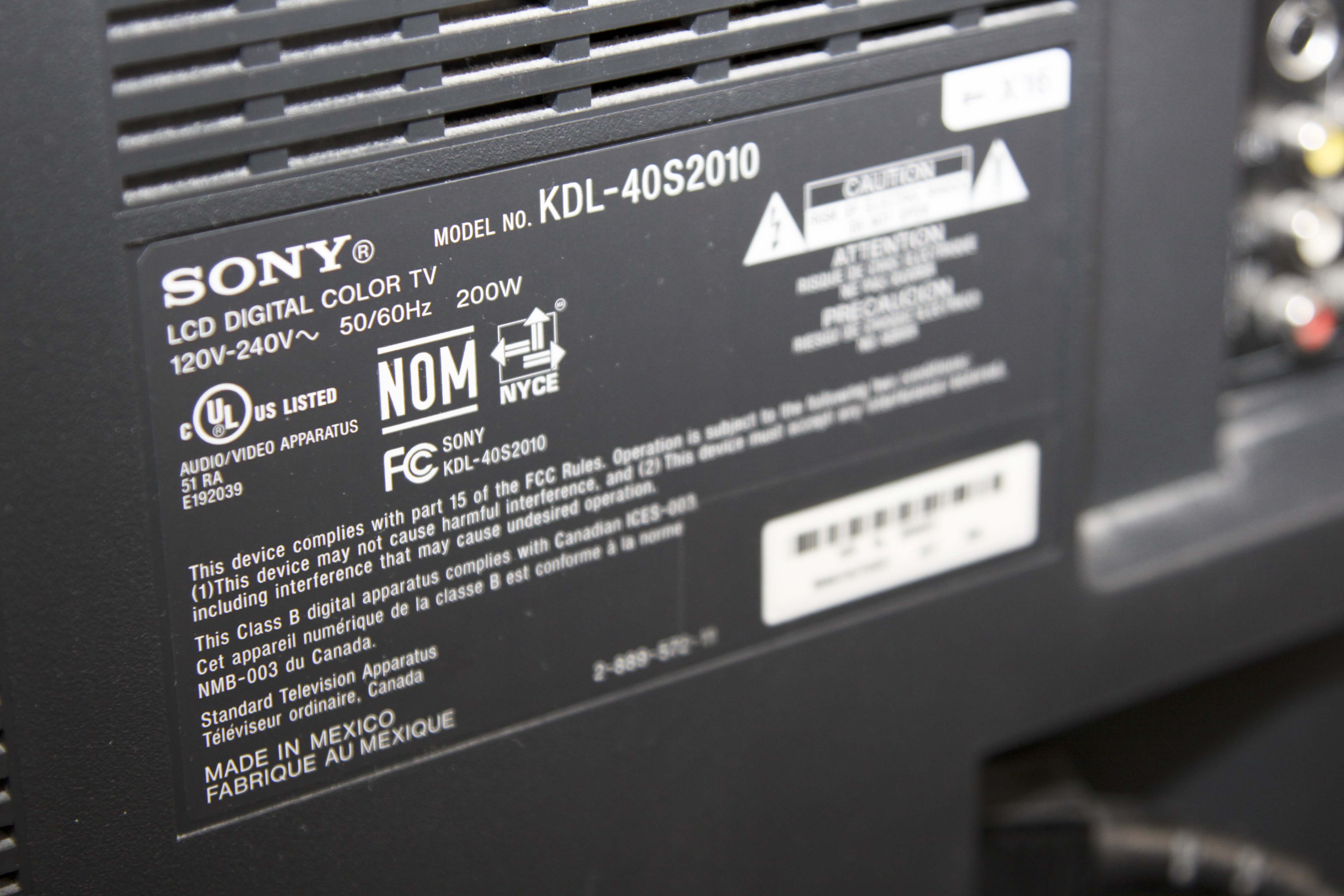 Sony Bravia 40" Flat Screen Television