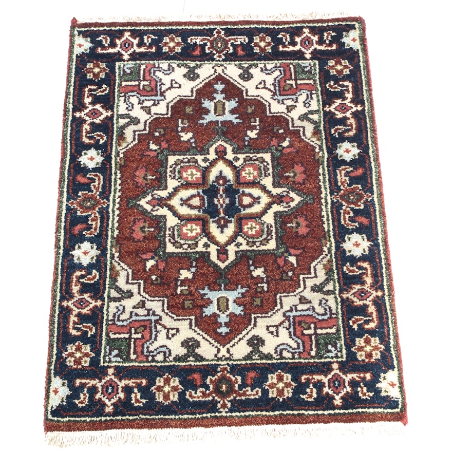 Hand Knotted Serapi Heriz Accent Rug