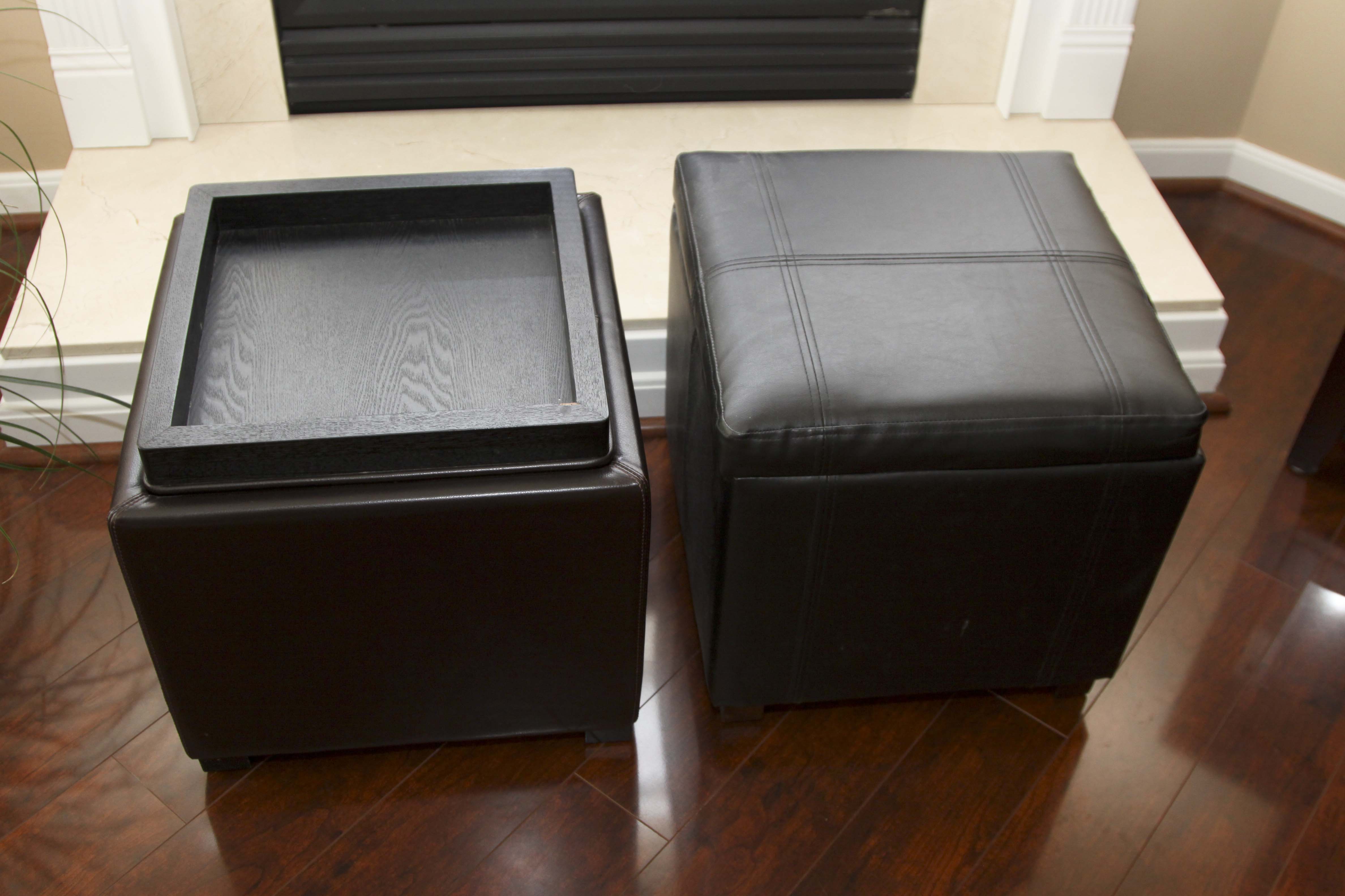 Coffee Table and Two Storage Ottomans