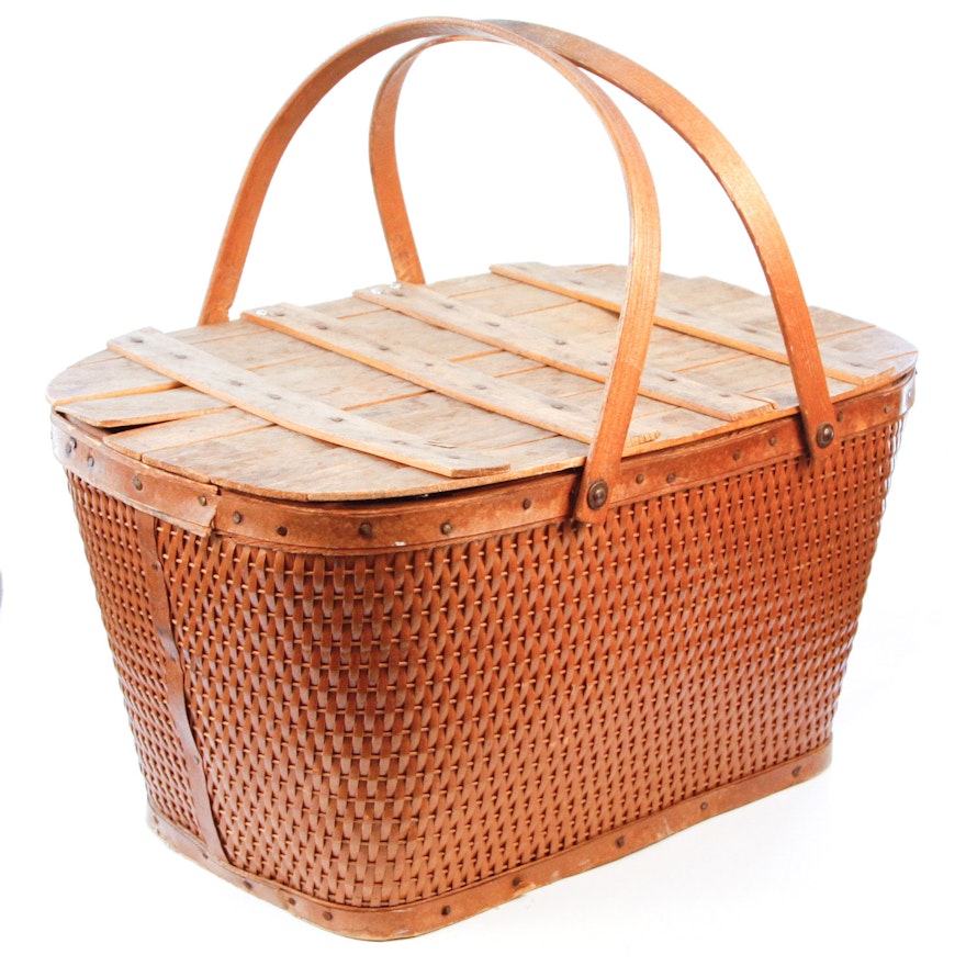 Vintage Handmade Picnic Basket