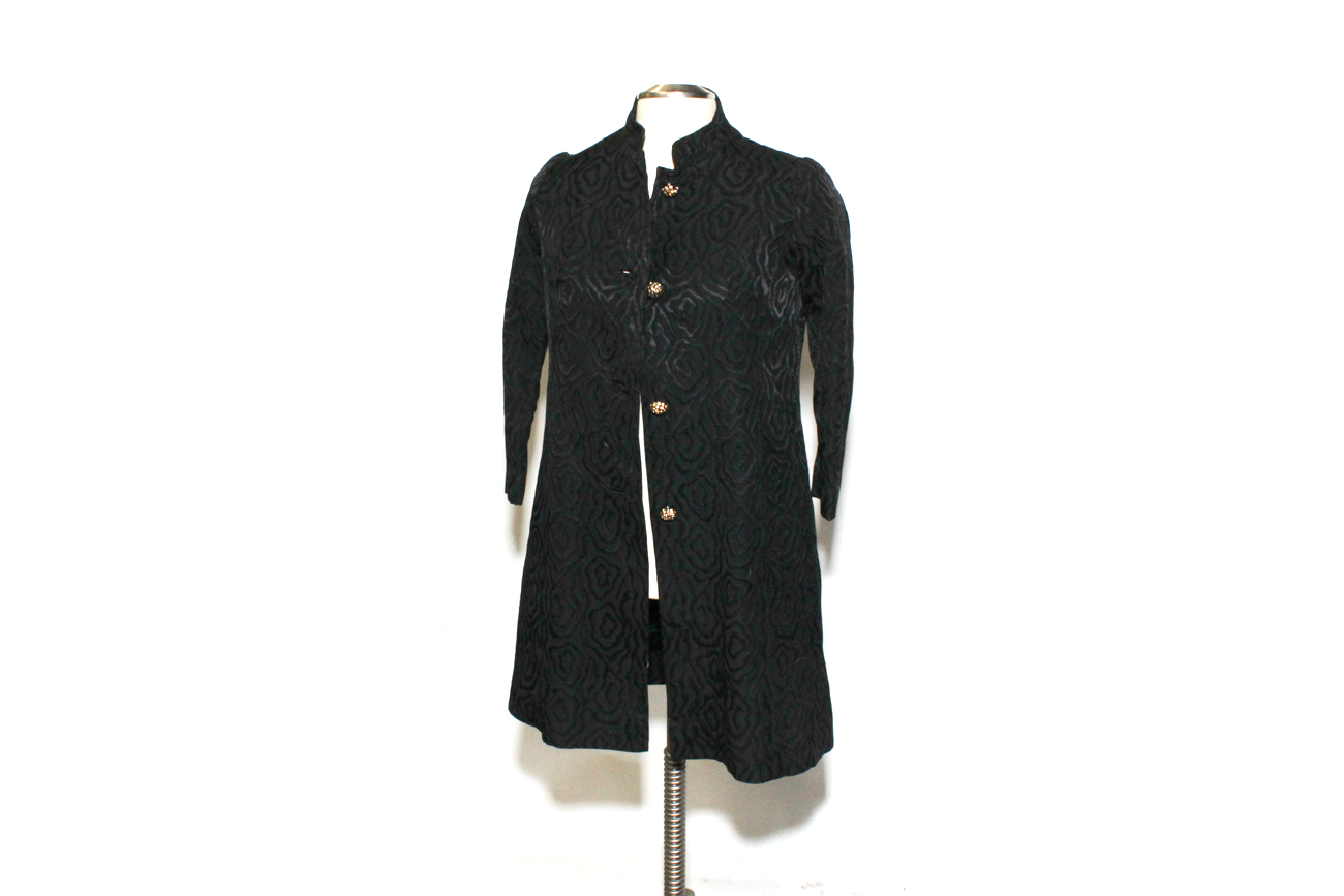 Elegant Black Quilted Evening Jacket With Rhinestone Buttons