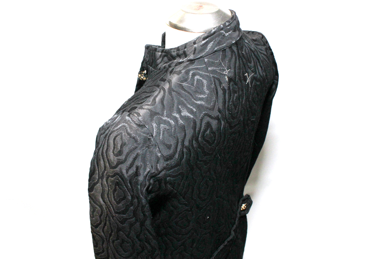 Elegant Black Quilted Evening Jacket With Rhinestone Buttons