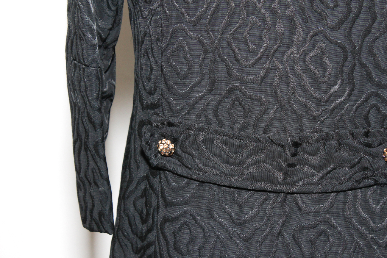Elegant Black Quilted Evening Jacket With Rhinestone Buttons