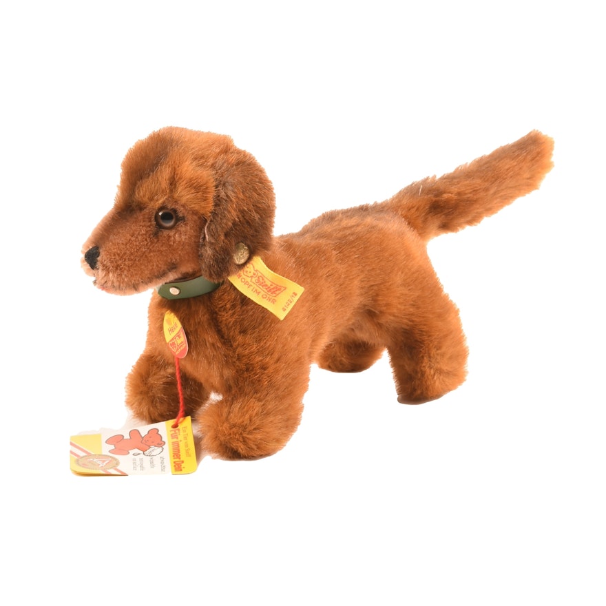 Steiff Mohair "Hexi" Dachsund with Button and Tag