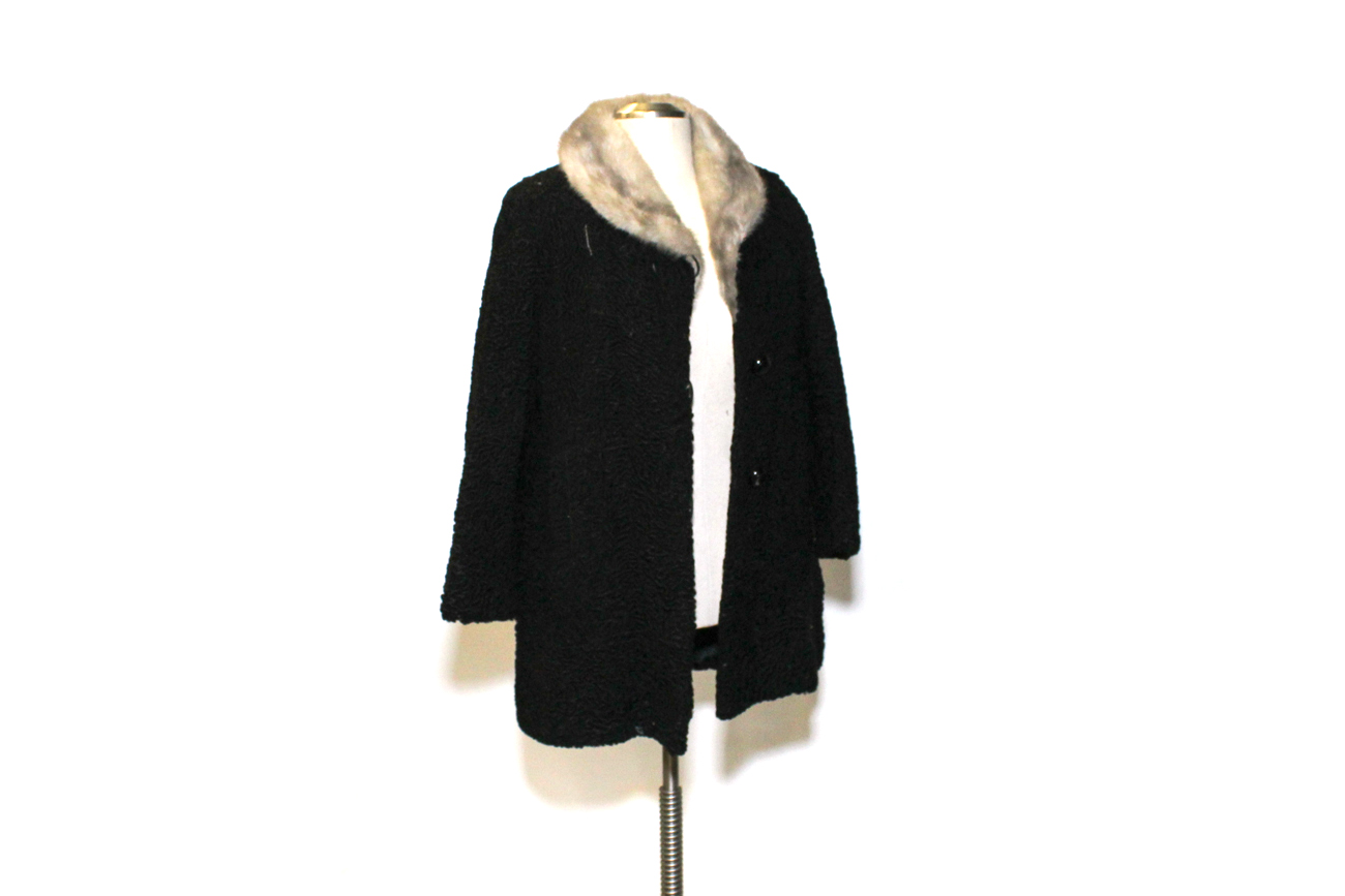 Vintage 1940s Astrakhan Persian Lamb and Mink Fur Jacket By Arctic Fur Co.