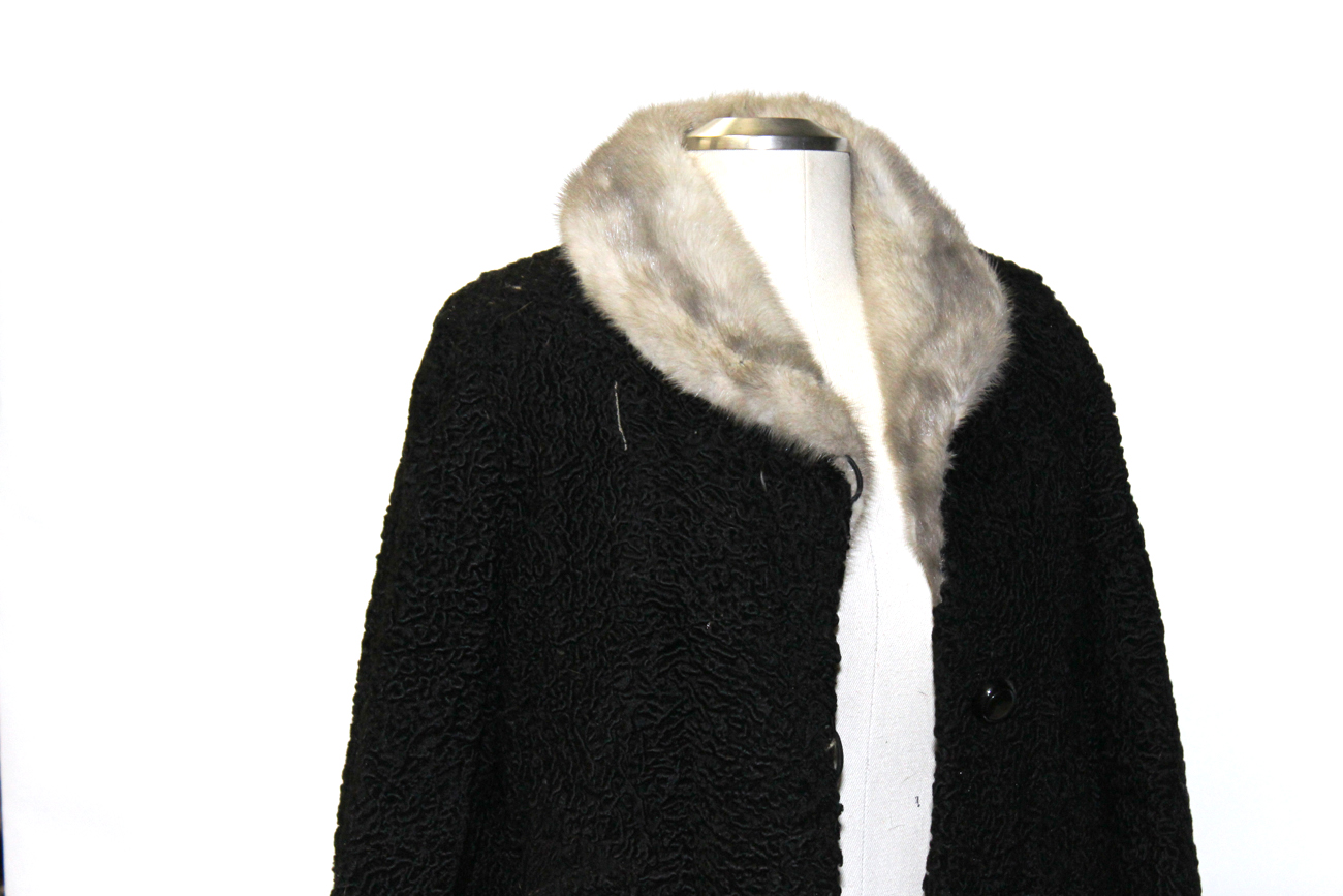 Vintage 1940s Astrakhan Persian Lamb and Mink Fur Jacket By Arctic Fur Co.