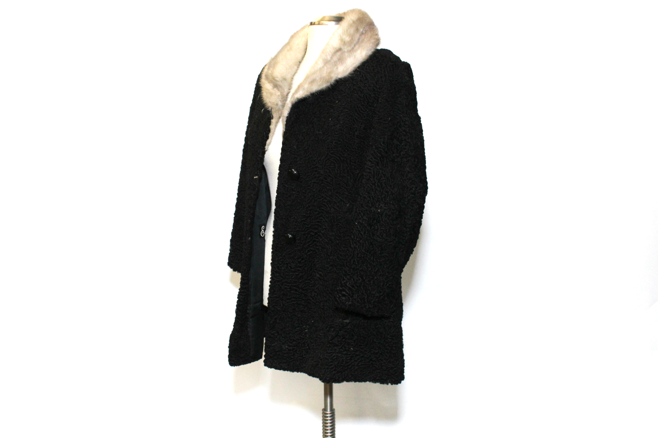 Vintage 1940s Astrakhan Persian Lamb and Mink Fur Jacket By Arctic Fur Co.