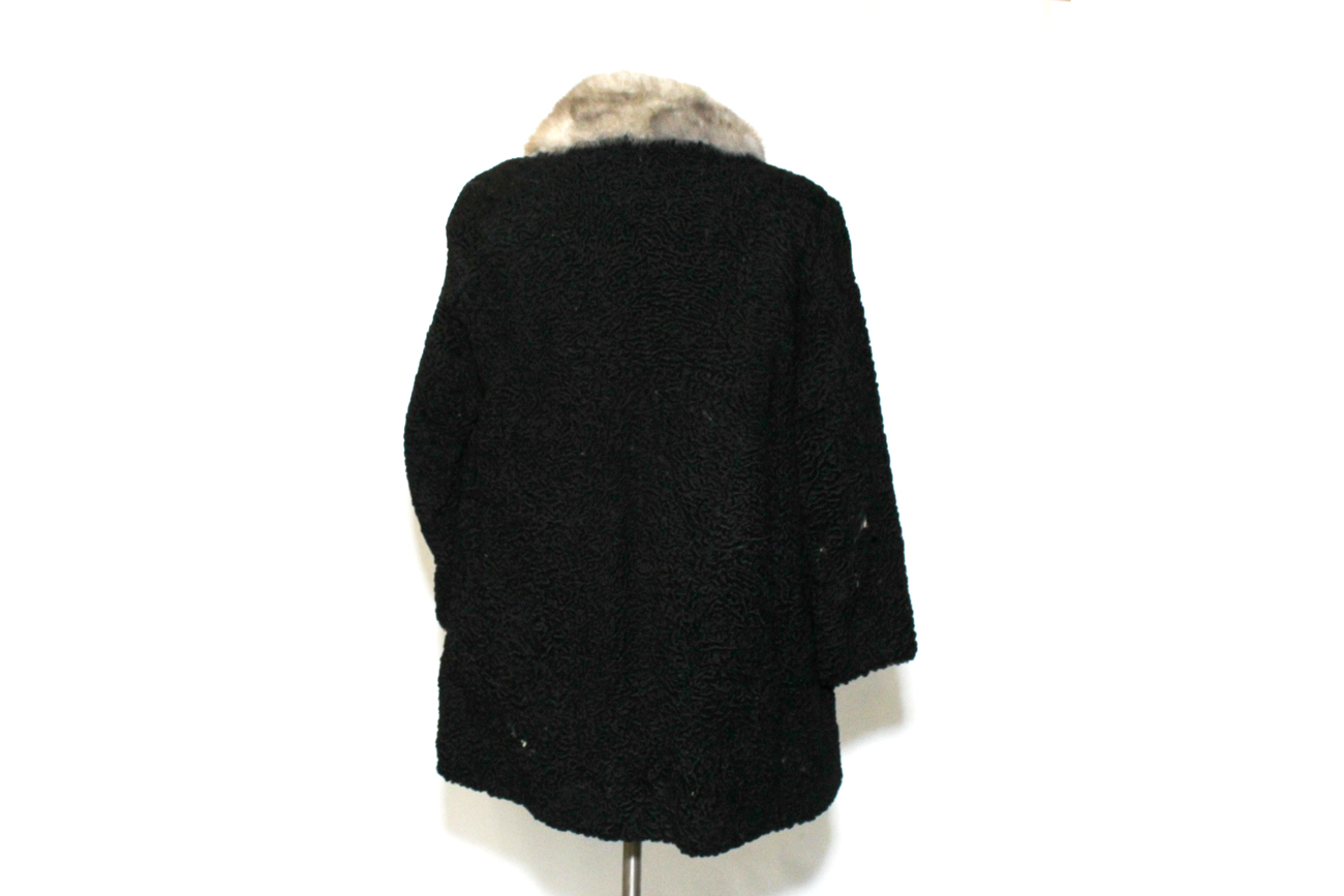 Vintage 1940s Astrakhan Persian Lamb and Mink Fur Jacket By Arctic Fur Co.