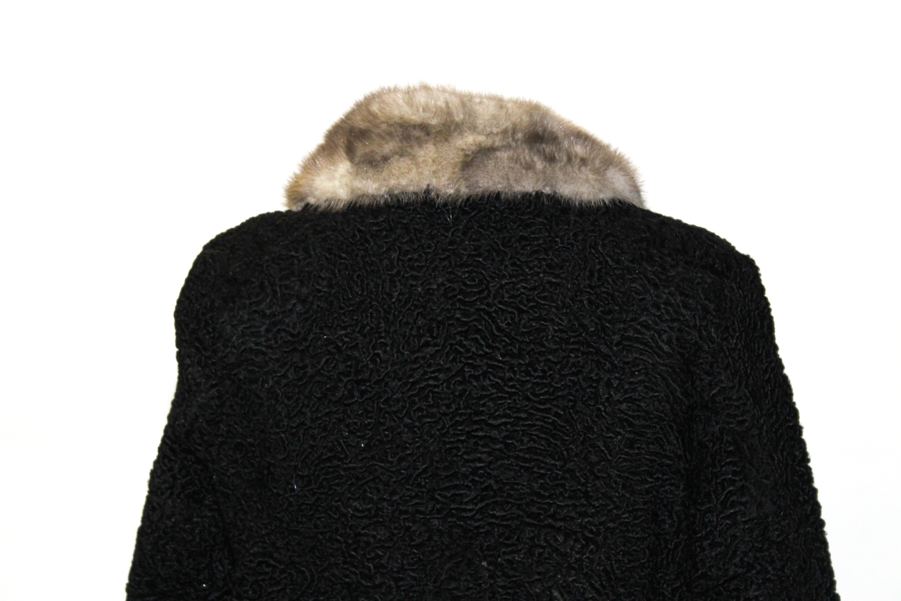 Vintage 1940s Astrakhan Persian Lamb and Mink Fur Jacket By Arctic Fur Co.