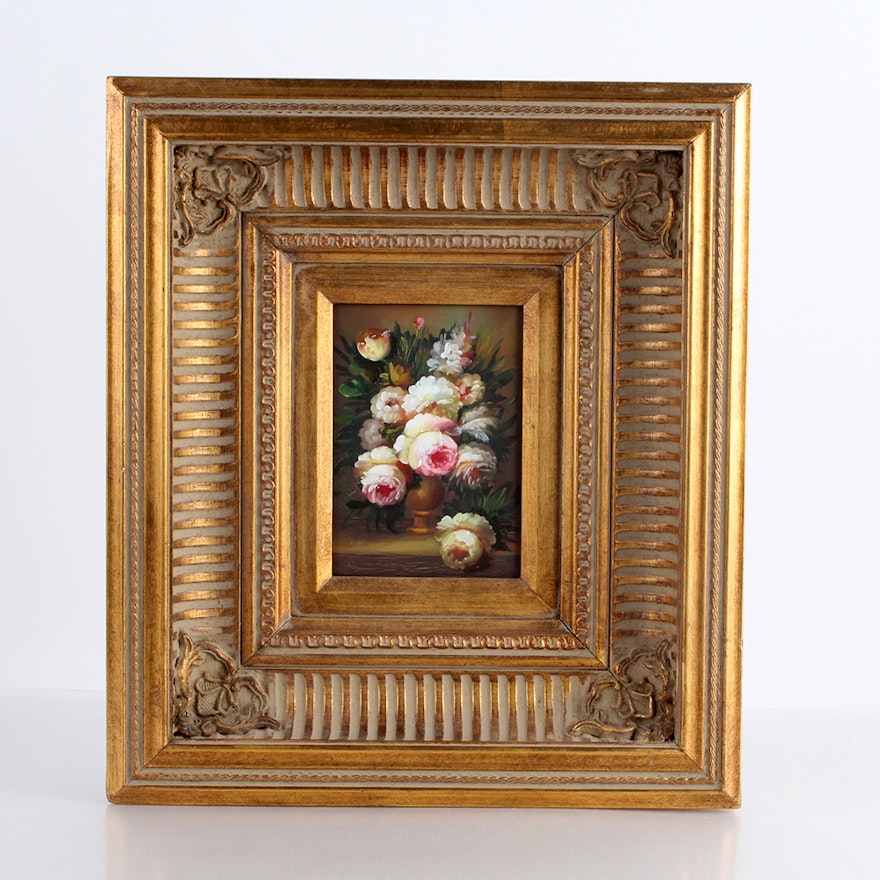 Original Small Oil Painting of Floral Arrangement