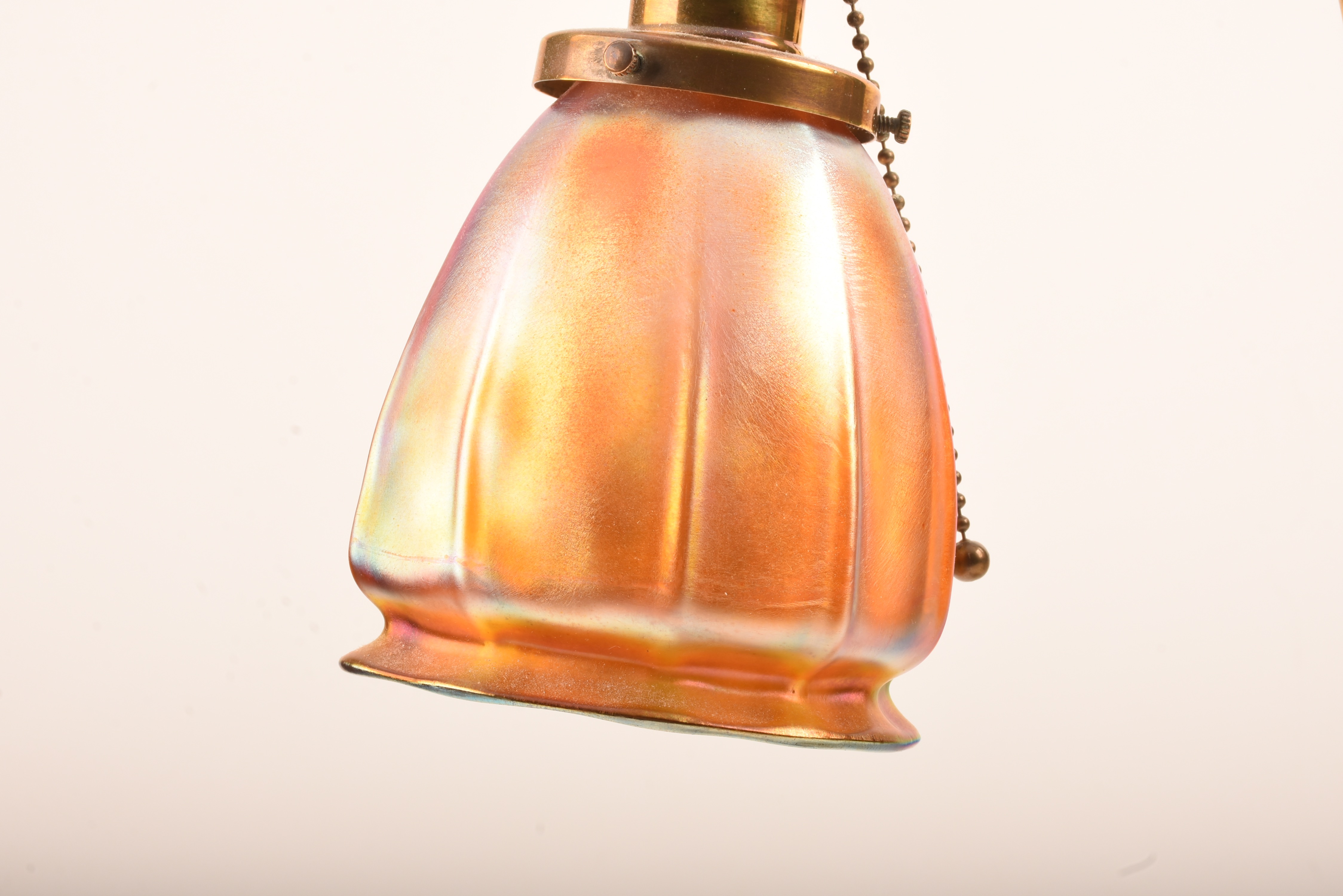 Brass Desk Lamp With Quezal Shades