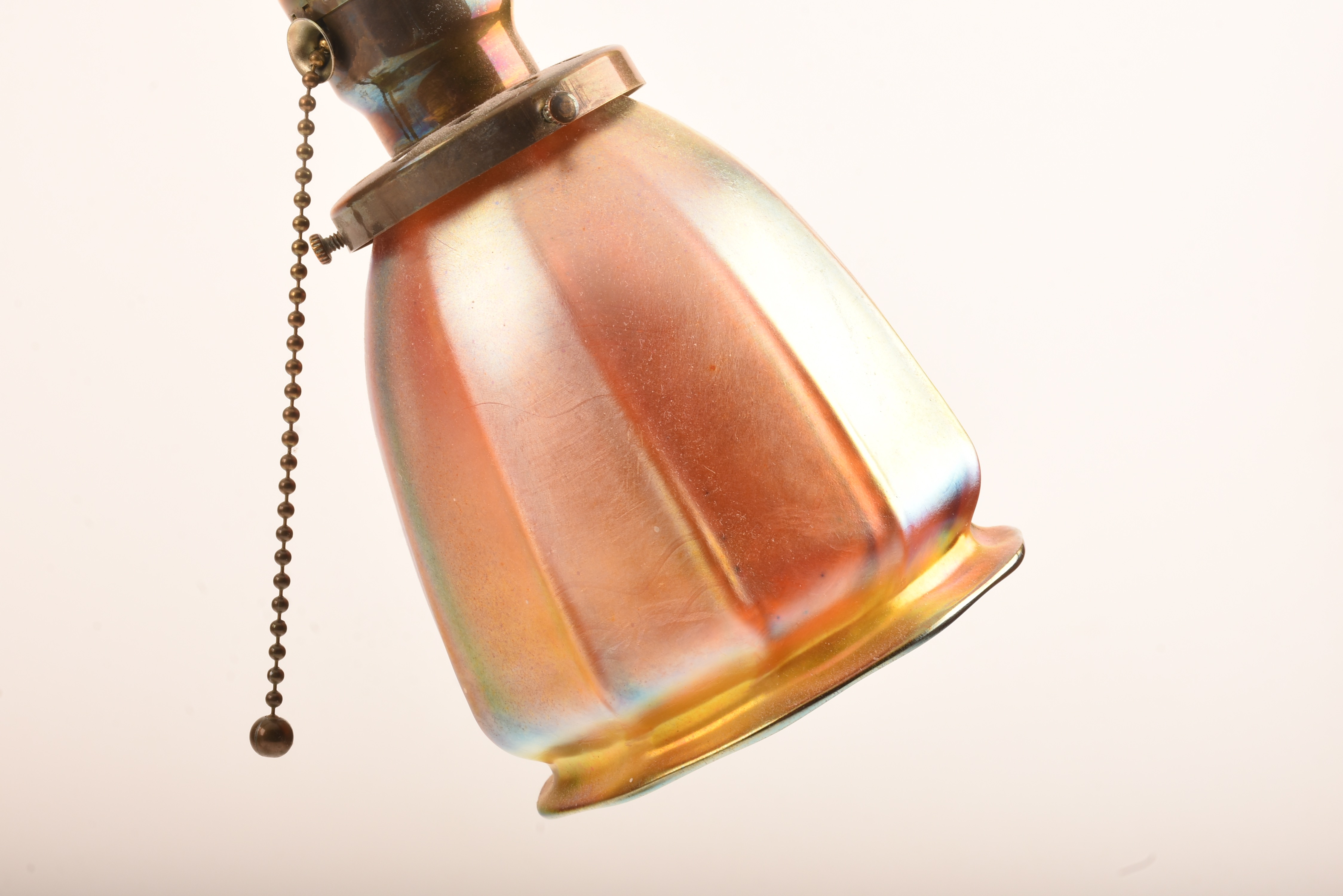 Brass Desk Lamp With Quezal Shades