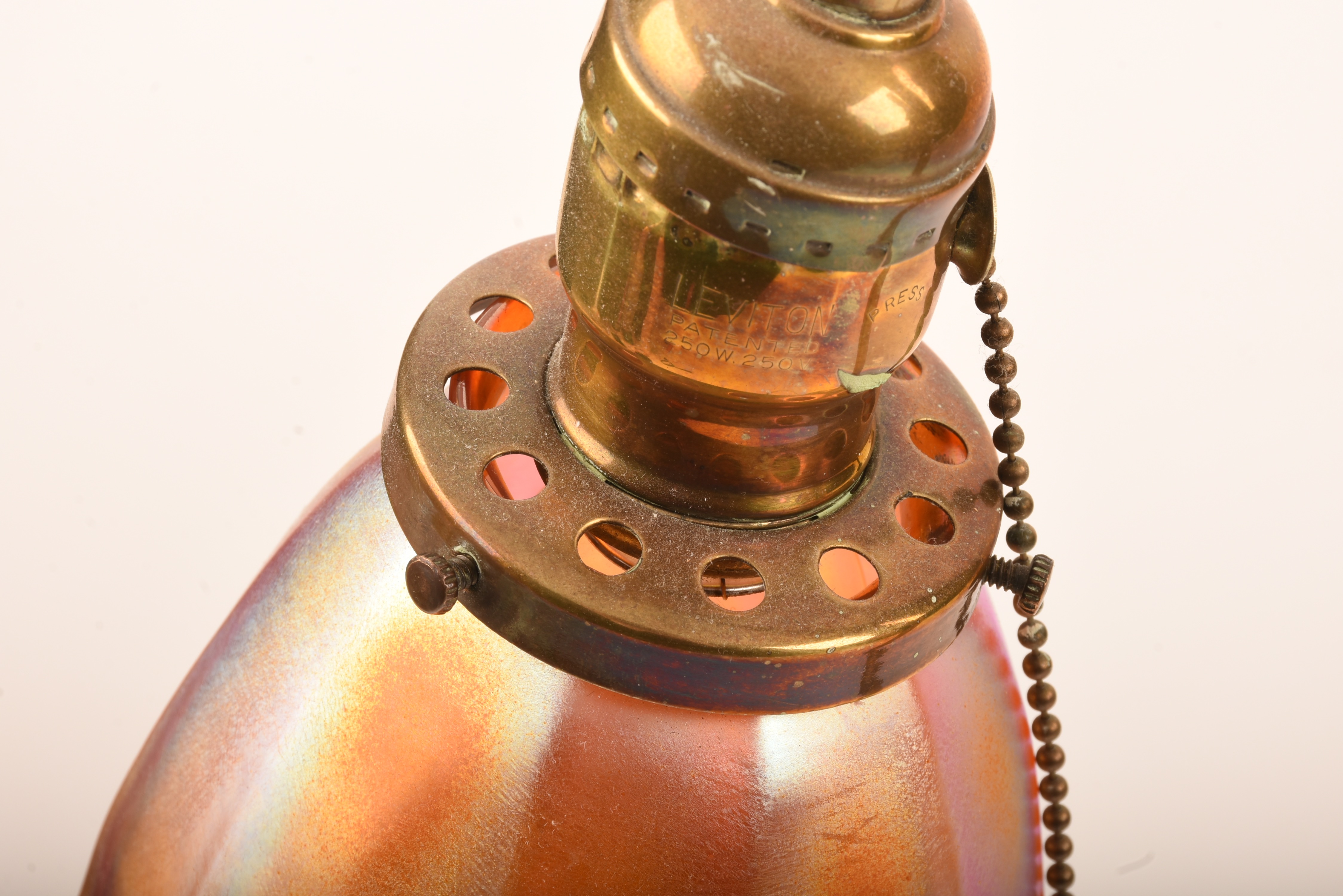 Brass Desk Lamp With Quezal Shades