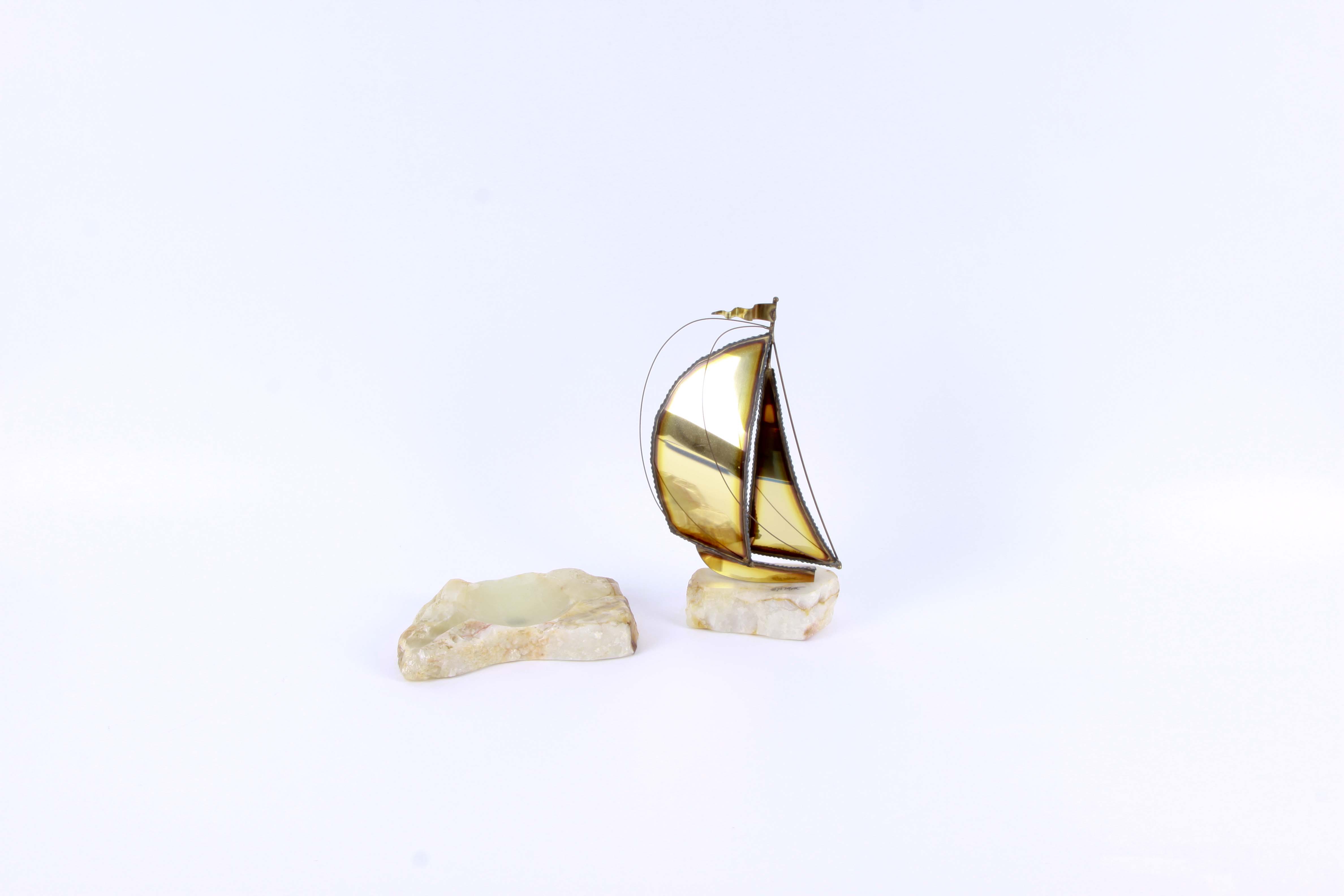 Don DeMott Brass Sailboat Sculpture