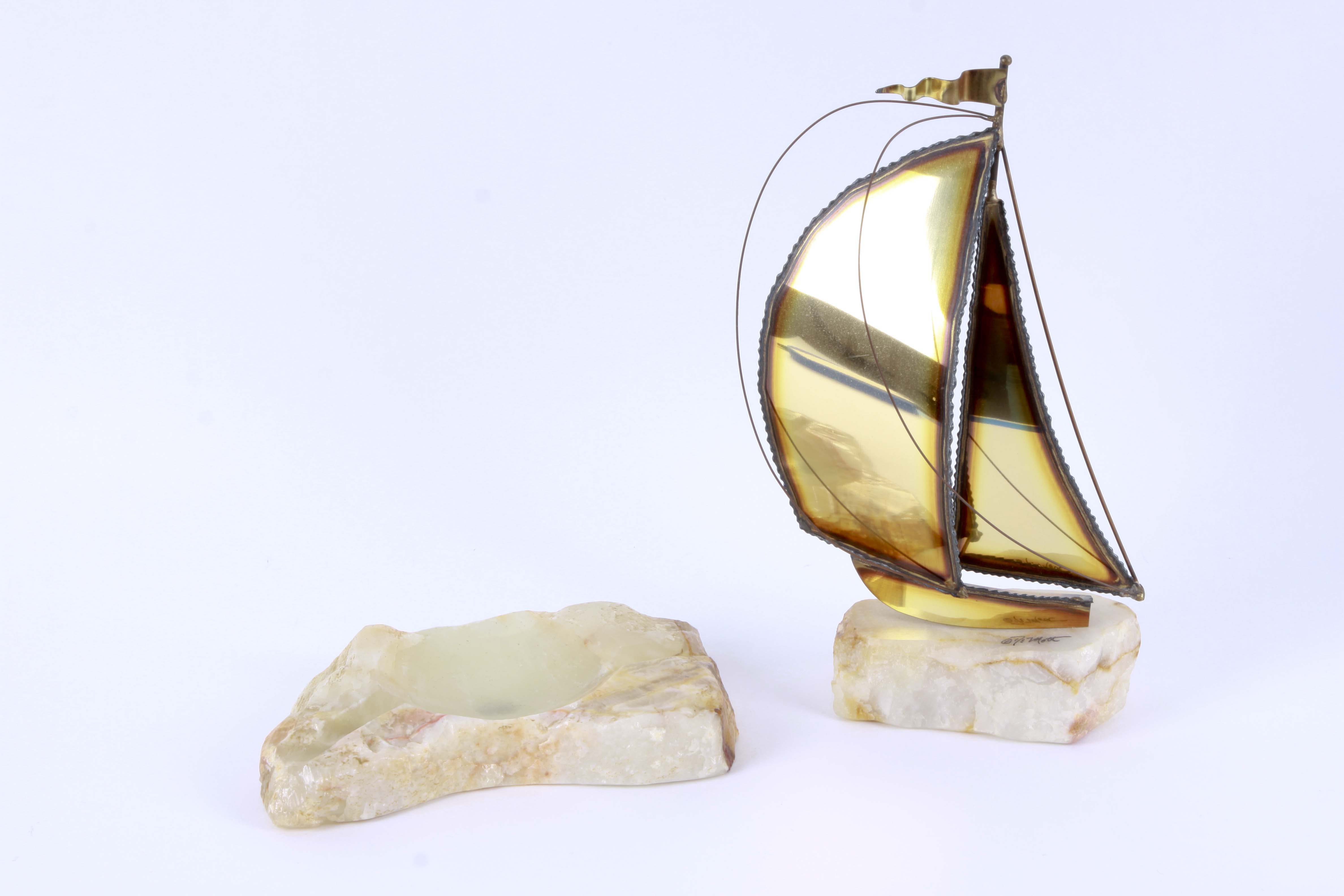 Don DeMott Brass Sailboat Sculpture