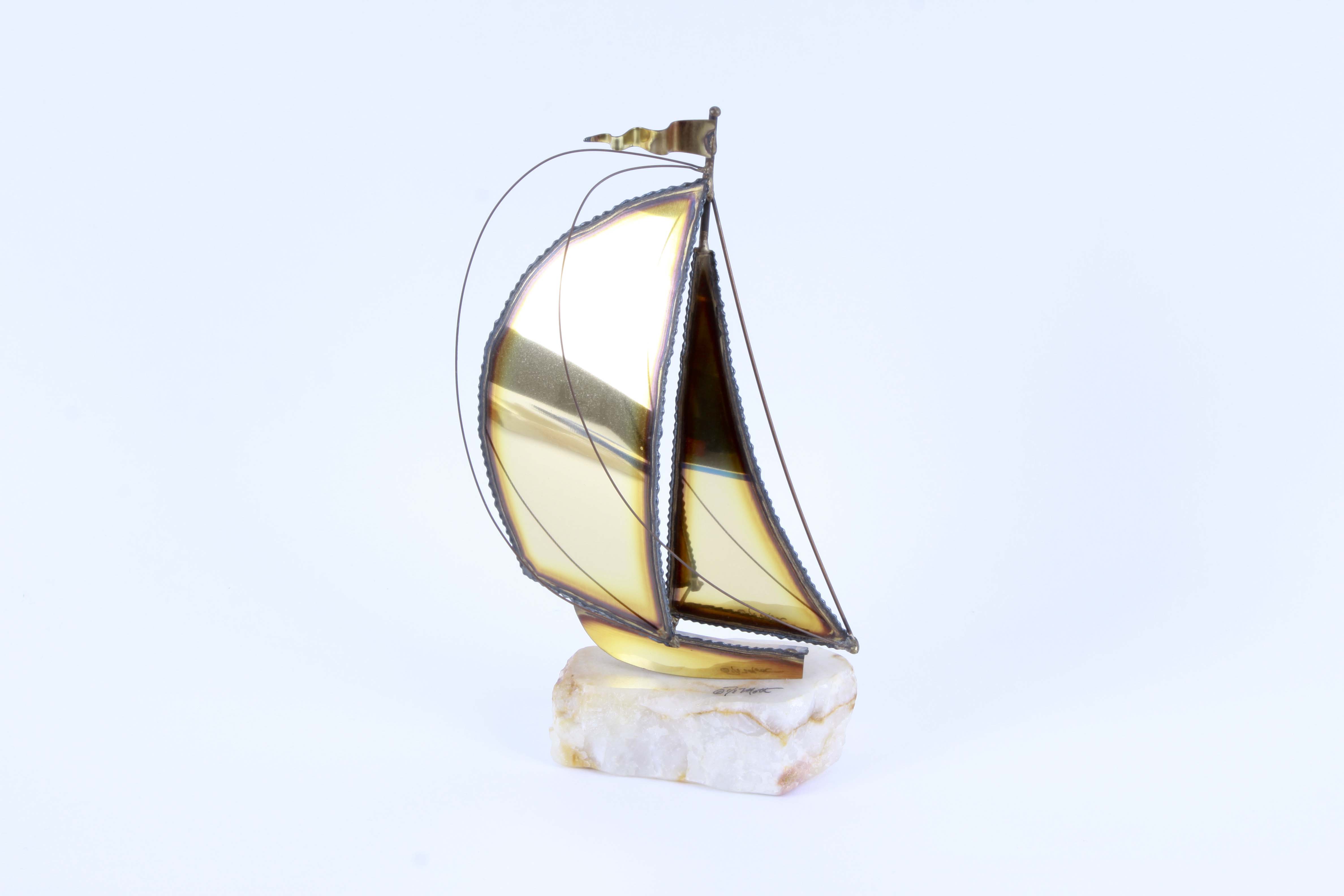 Don DeMott Brass Sailboat Sculpture
