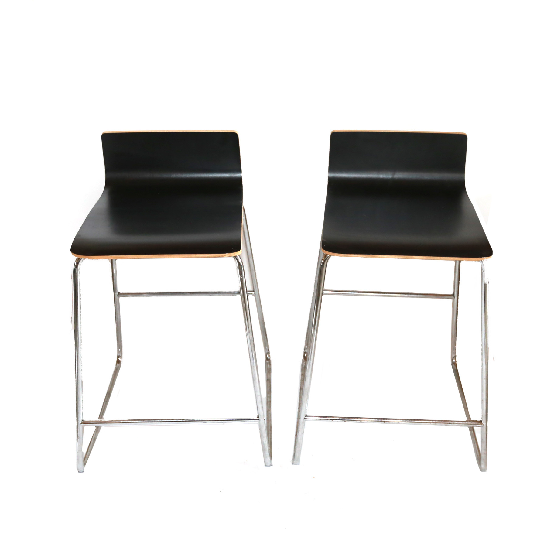Black Wood Veneer Bar Stools