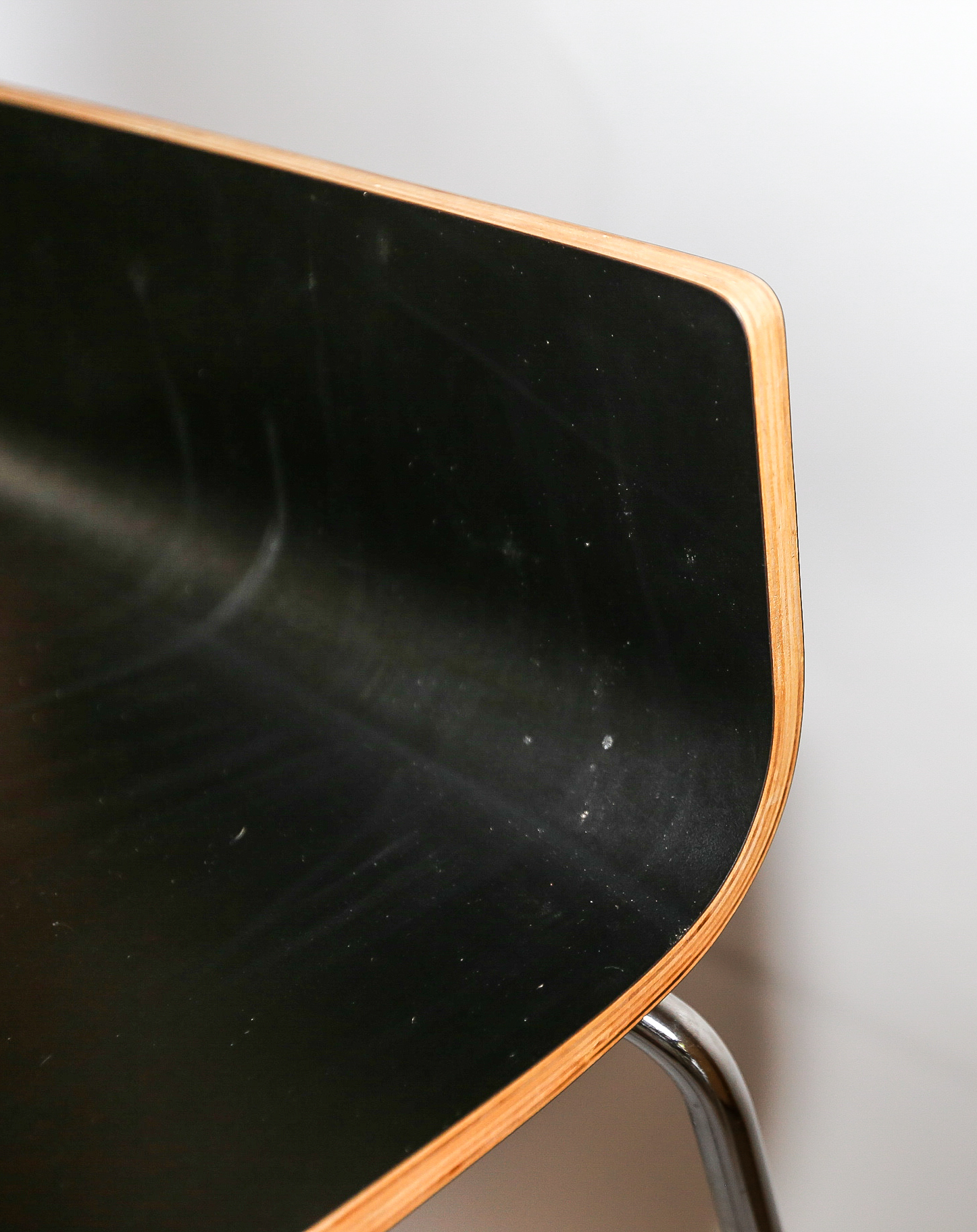 Black Wood Veneer Bar Stools