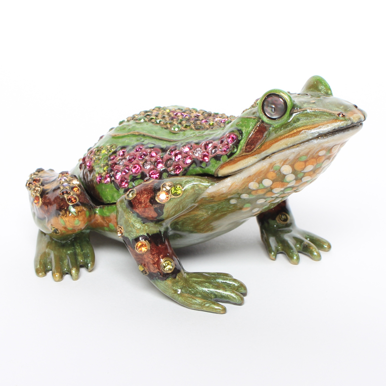 Jay Strongwater Enameled and Crystled Frog Clock