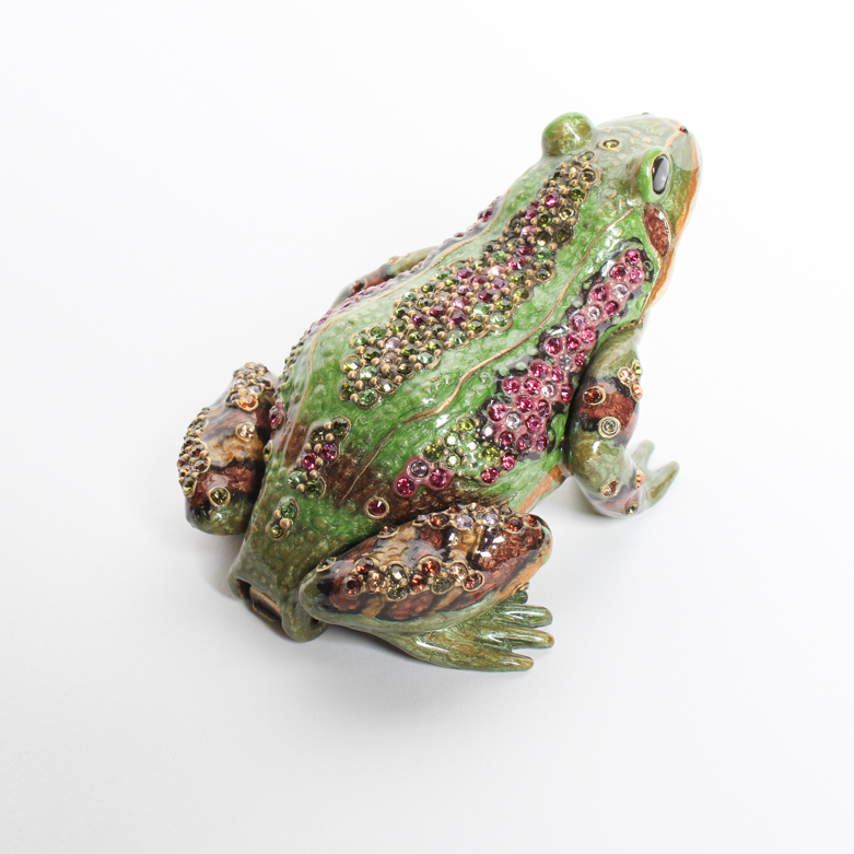 Jay Strongwater Enameled and Crystled Frog Clock