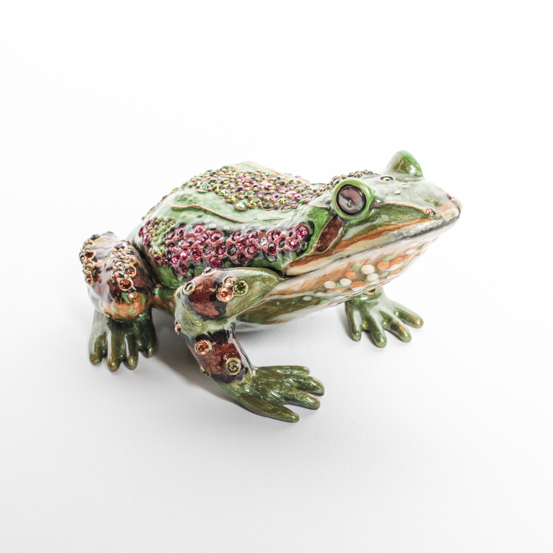Jay Strongwater Enameled and Crystled Frog Clock