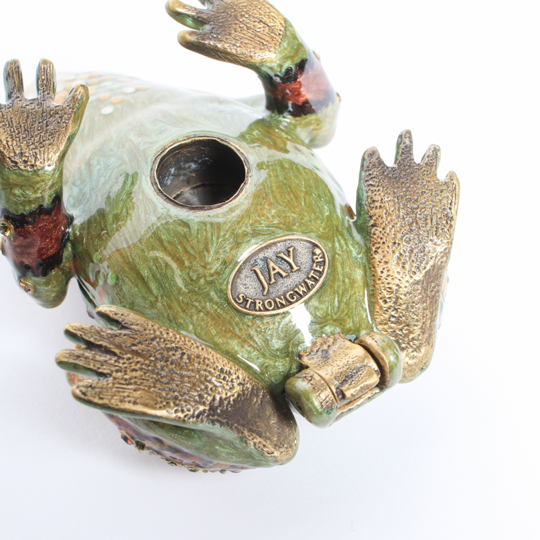 Jay Strongwater Enameled and Crystled Frog Clock