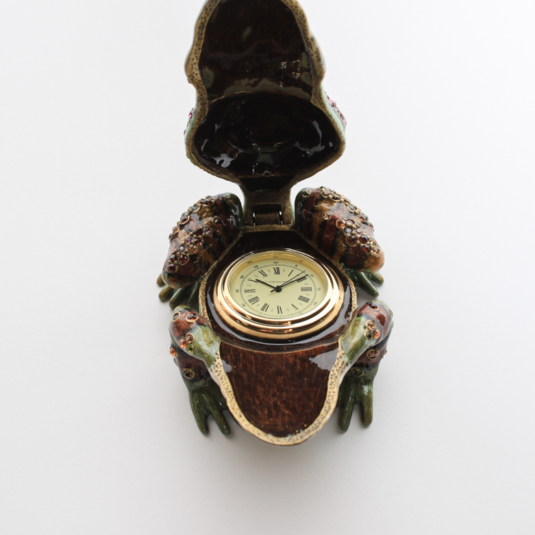 Jay Strongwater Enameled and Crystled Frog Clock