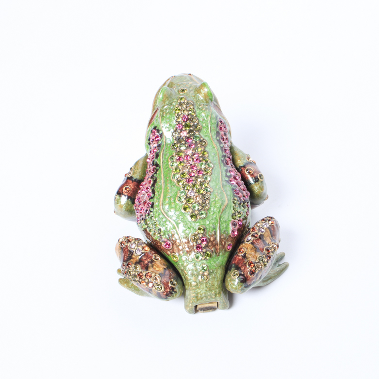 Jay Strongwater Enameled and Crystled Frog Clock