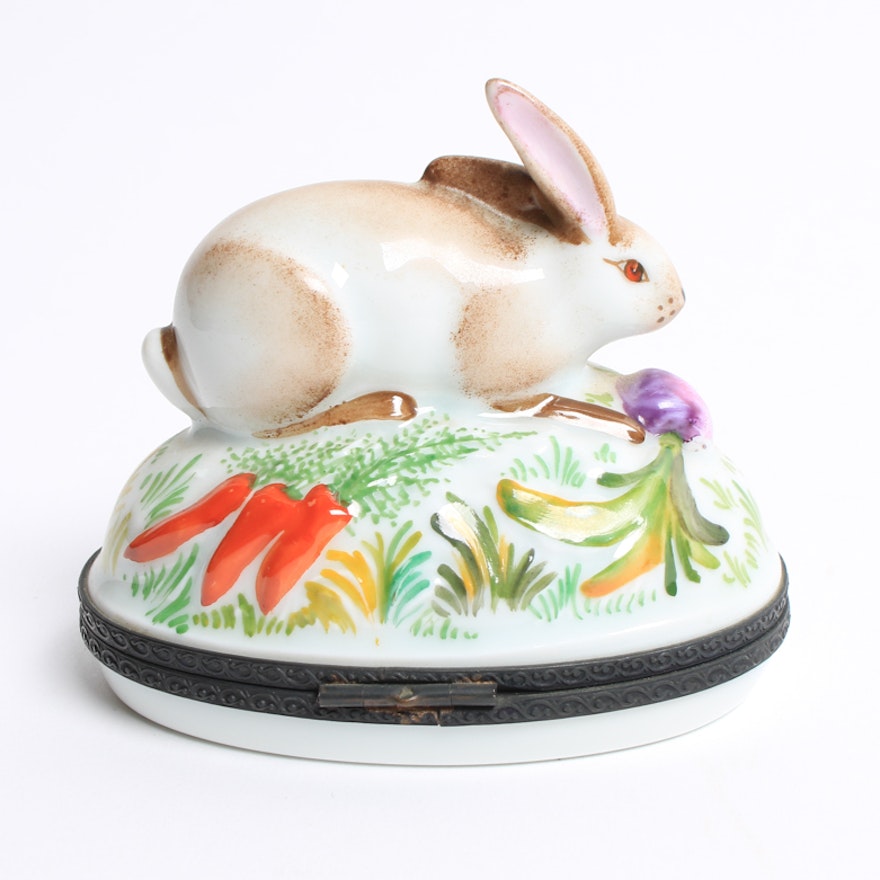 Limoges Rabbit Trinket Box