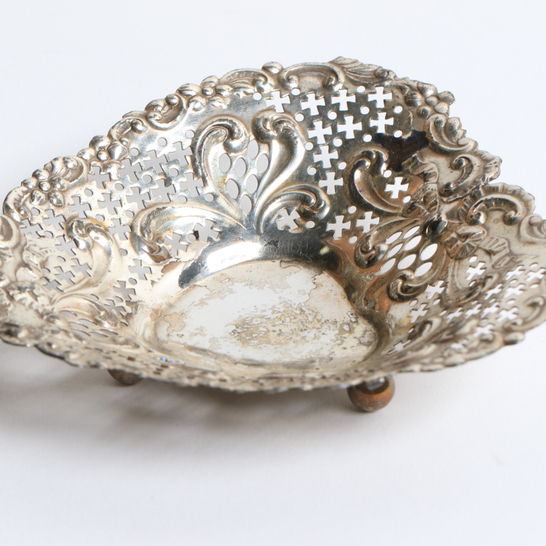 Vintage Gorham Sterling Silver Pierced Heart Dish