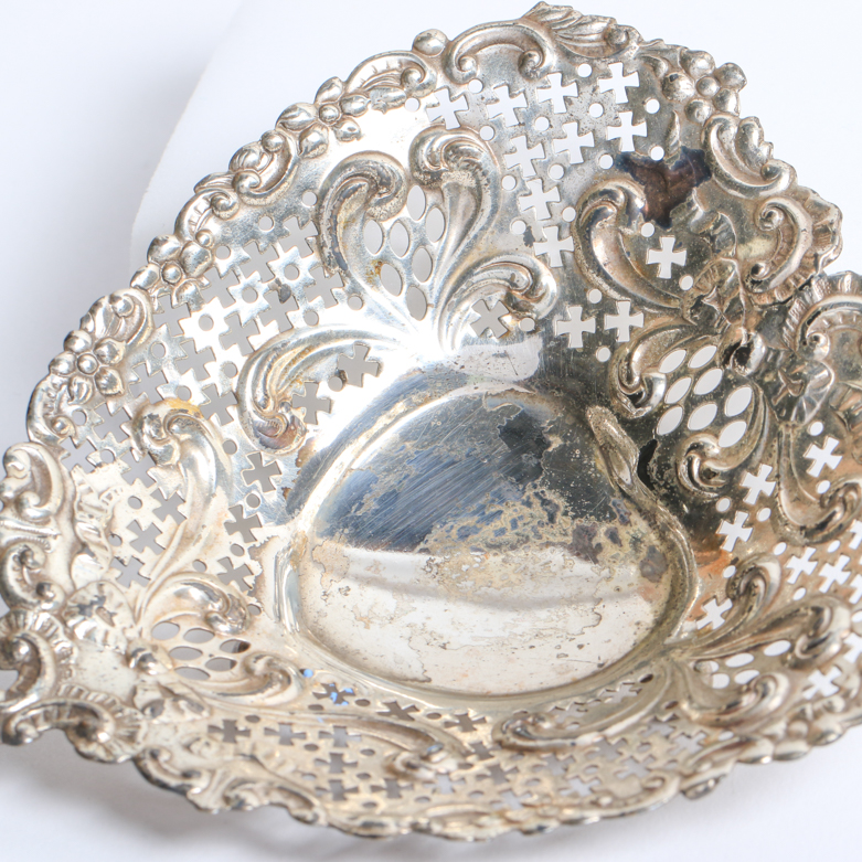 Vintage Gorham Sterling Silver Pierced Heart Dish
