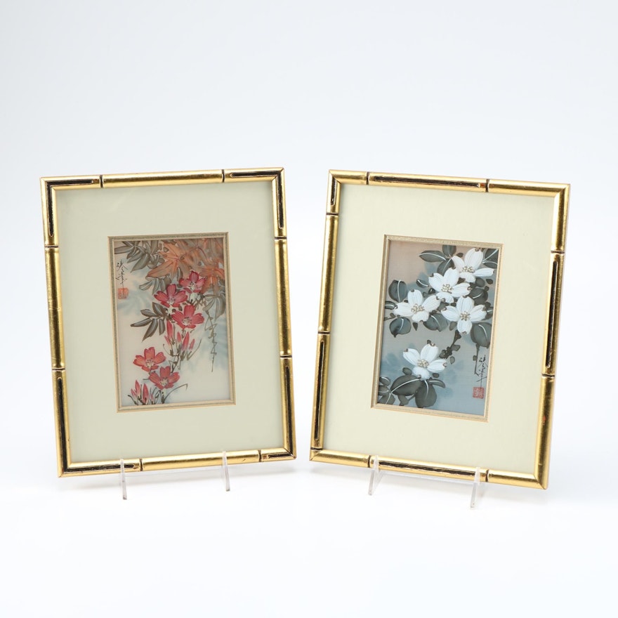 Chinese Watercolor and Gouache Paintings of Flowers