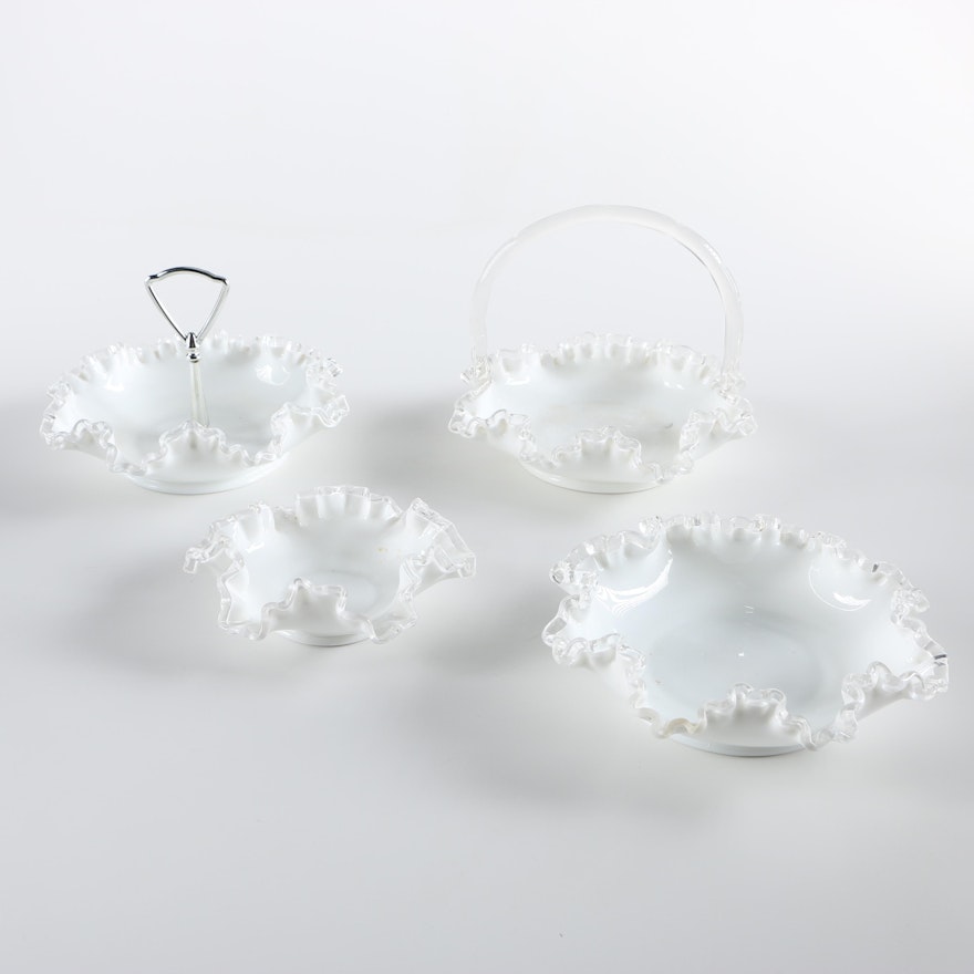 Milk Glass Serving Baskets