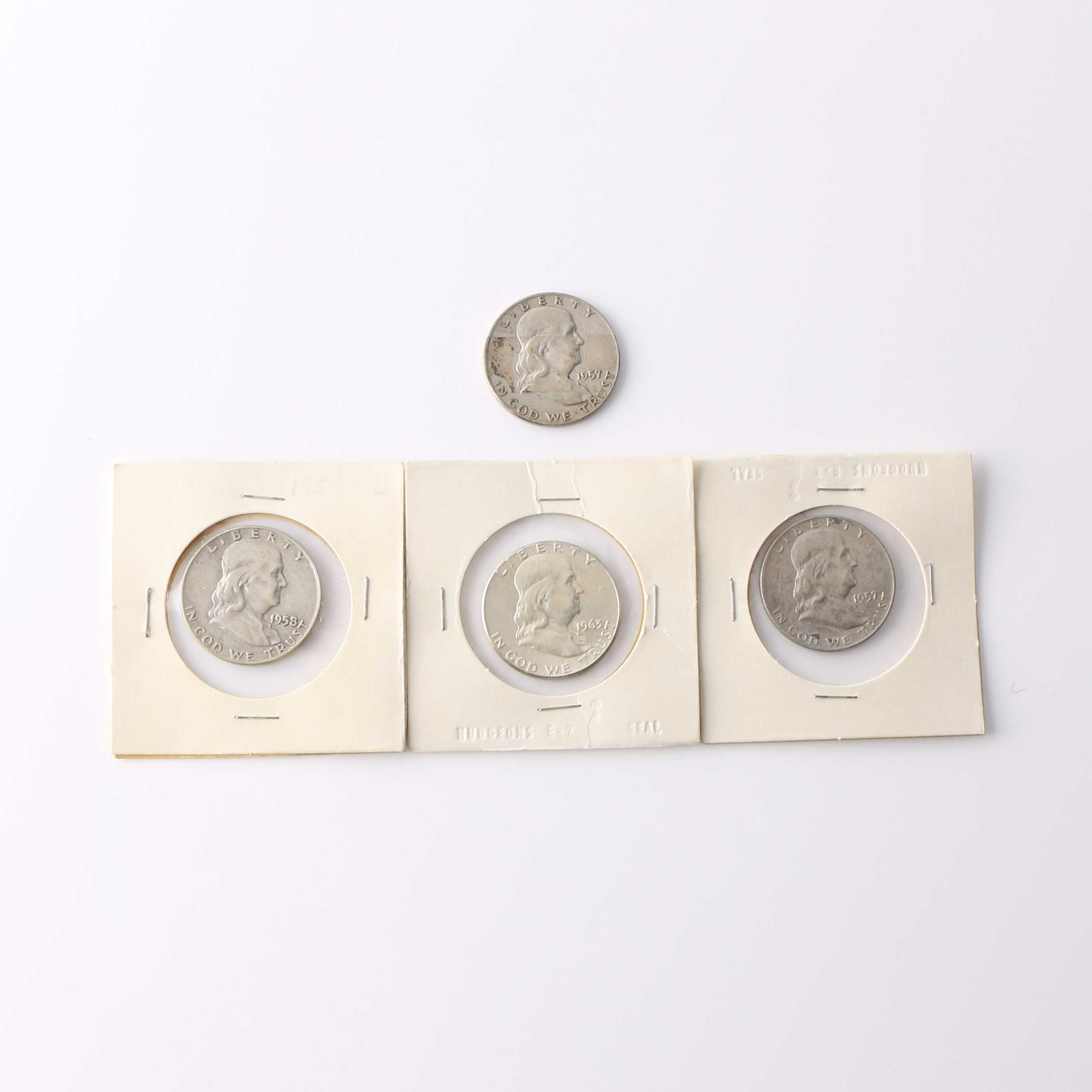 Four Franklin Silver Half Dollars
