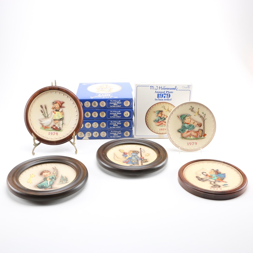1970s Collection of Nine Annual Christmas Plates by Hummel