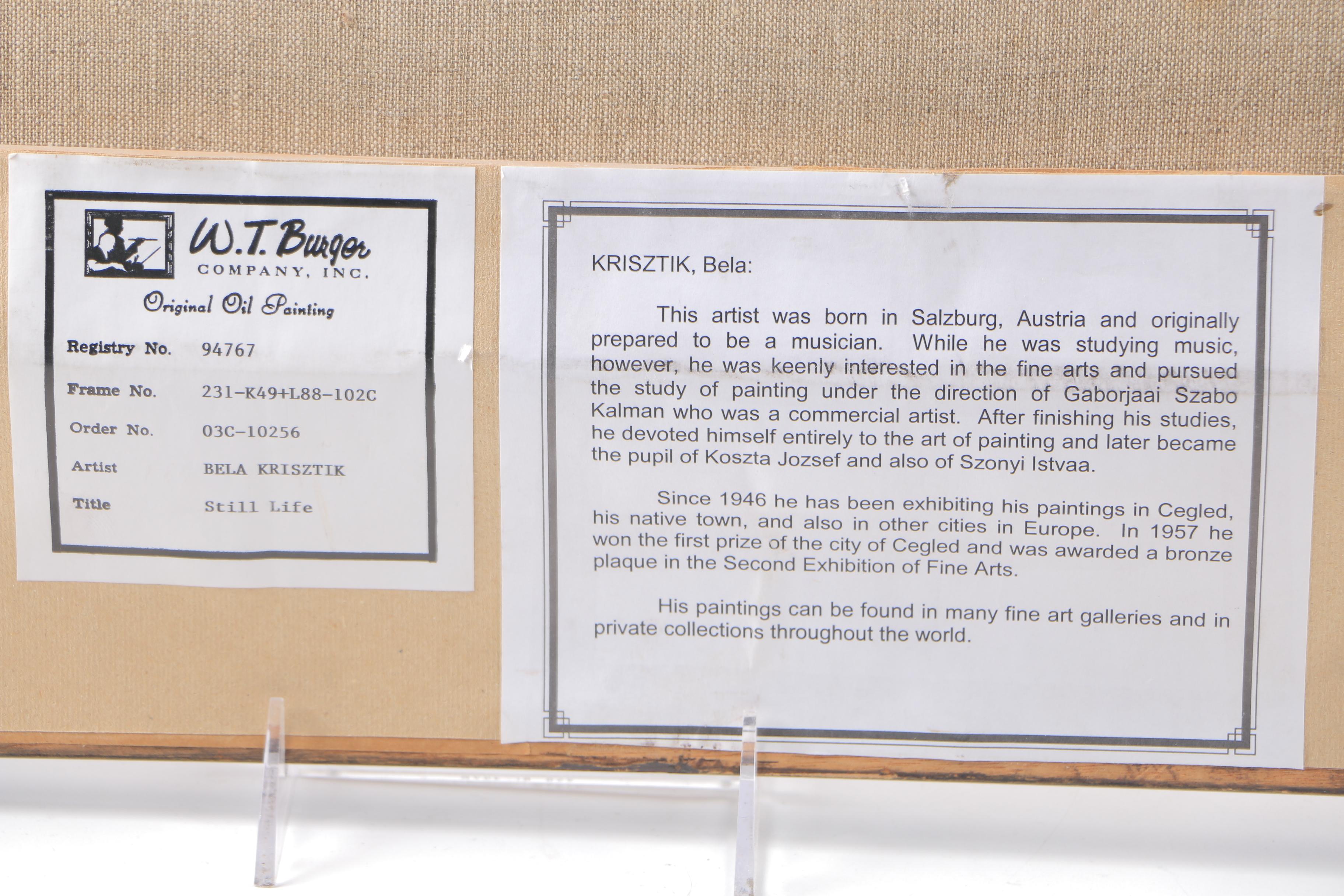 Bela Krisztik Oil Painting on Canvas "Still Life"