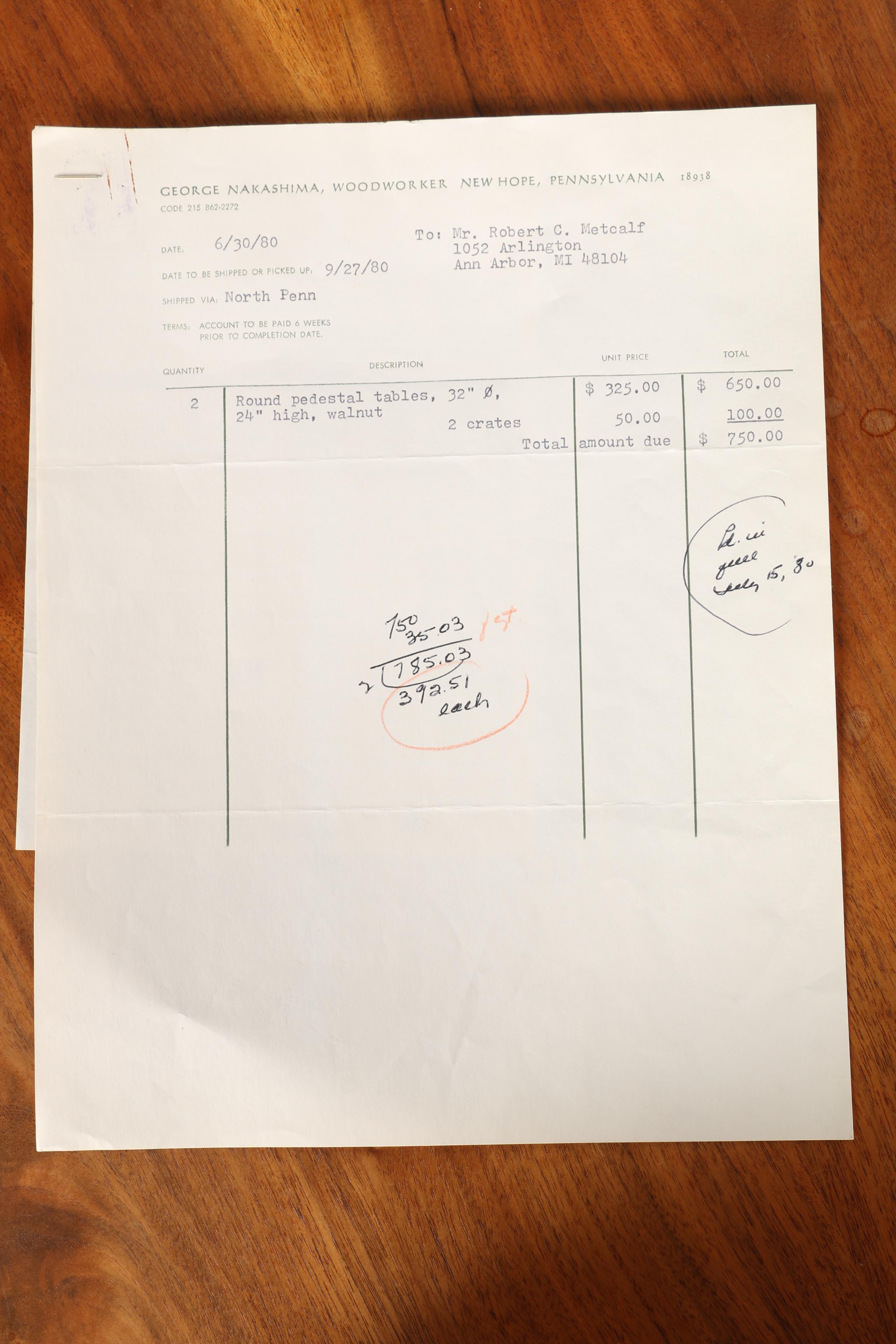 Vintage George Nakashima Round Pedestal Table With Provenance