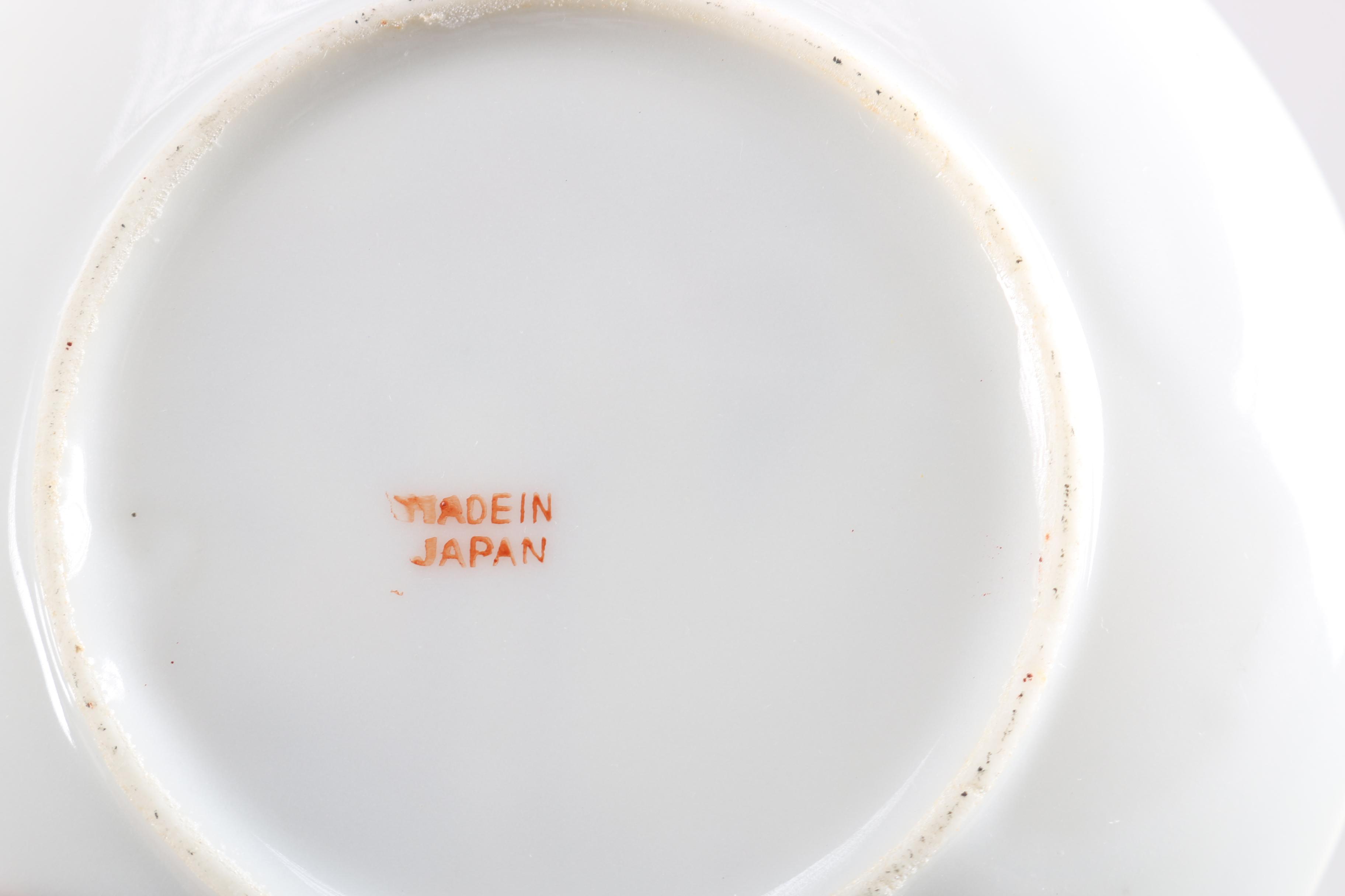 Japanese Hand-Painted Porcelain Coffee Pot and Cups