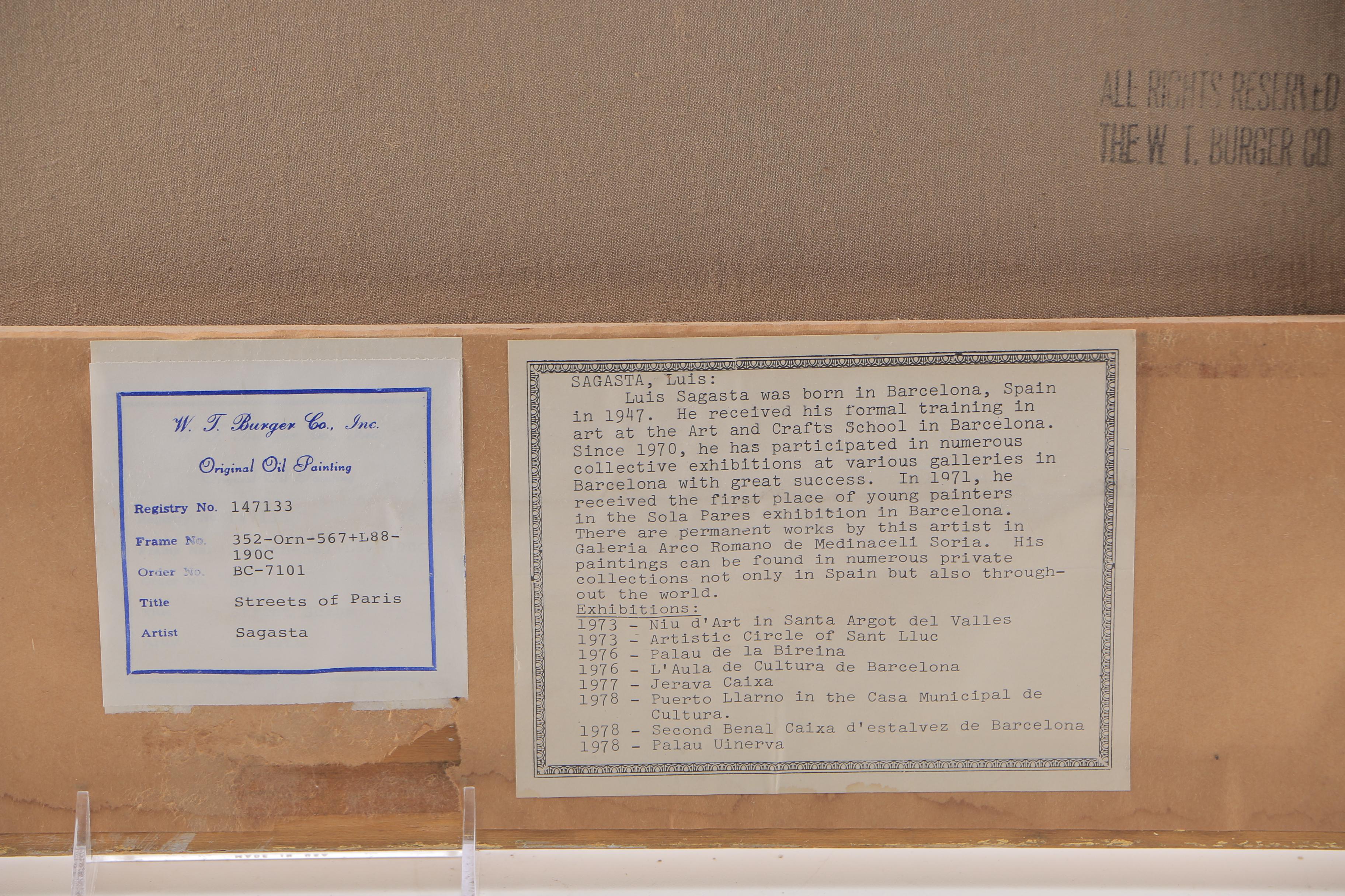 Luis Sagasta Oil Painting on Canvas "Streets of Paris"