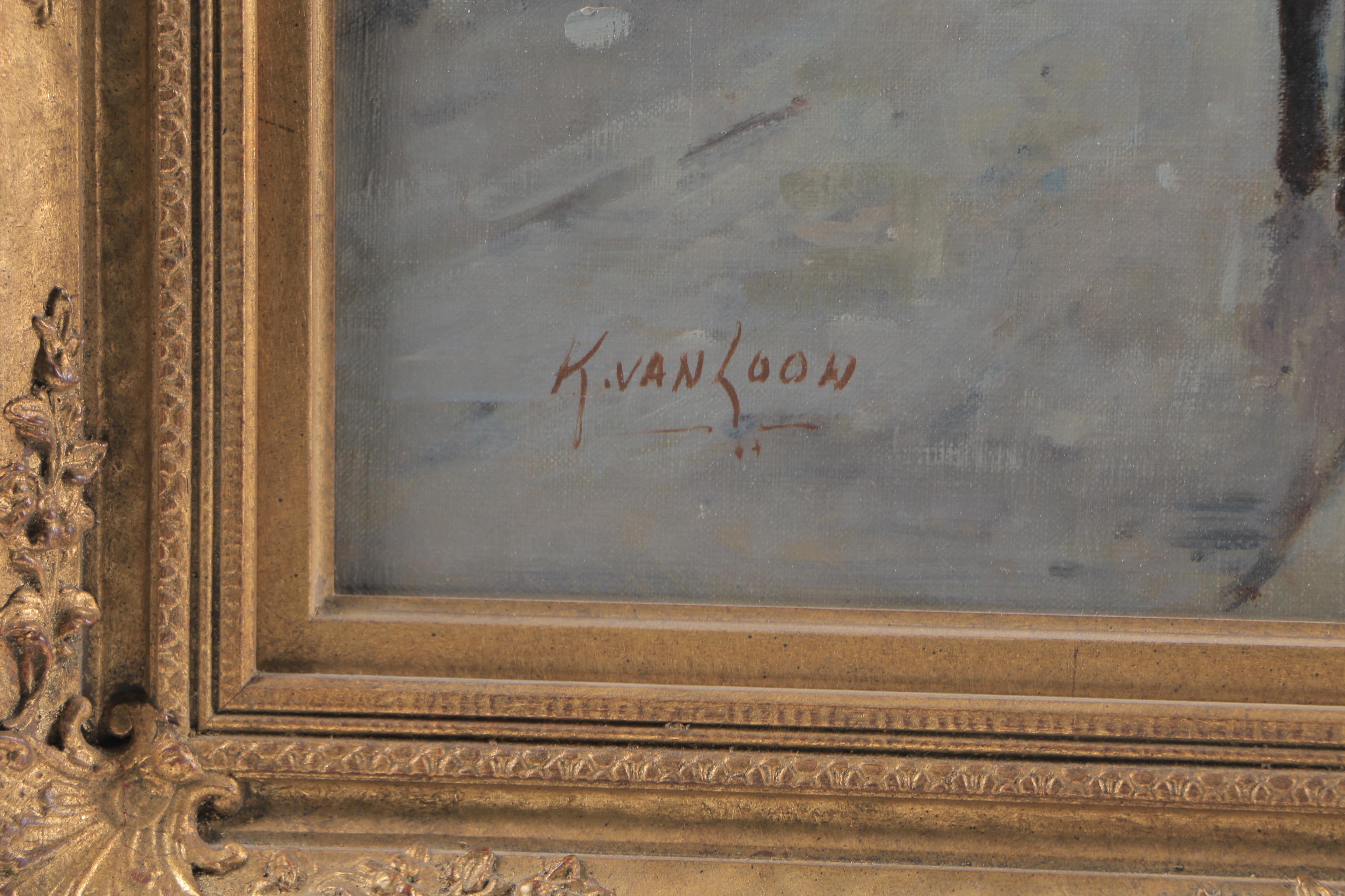 Kees Van Loon Oil Painting on Canvas "Street Scene"