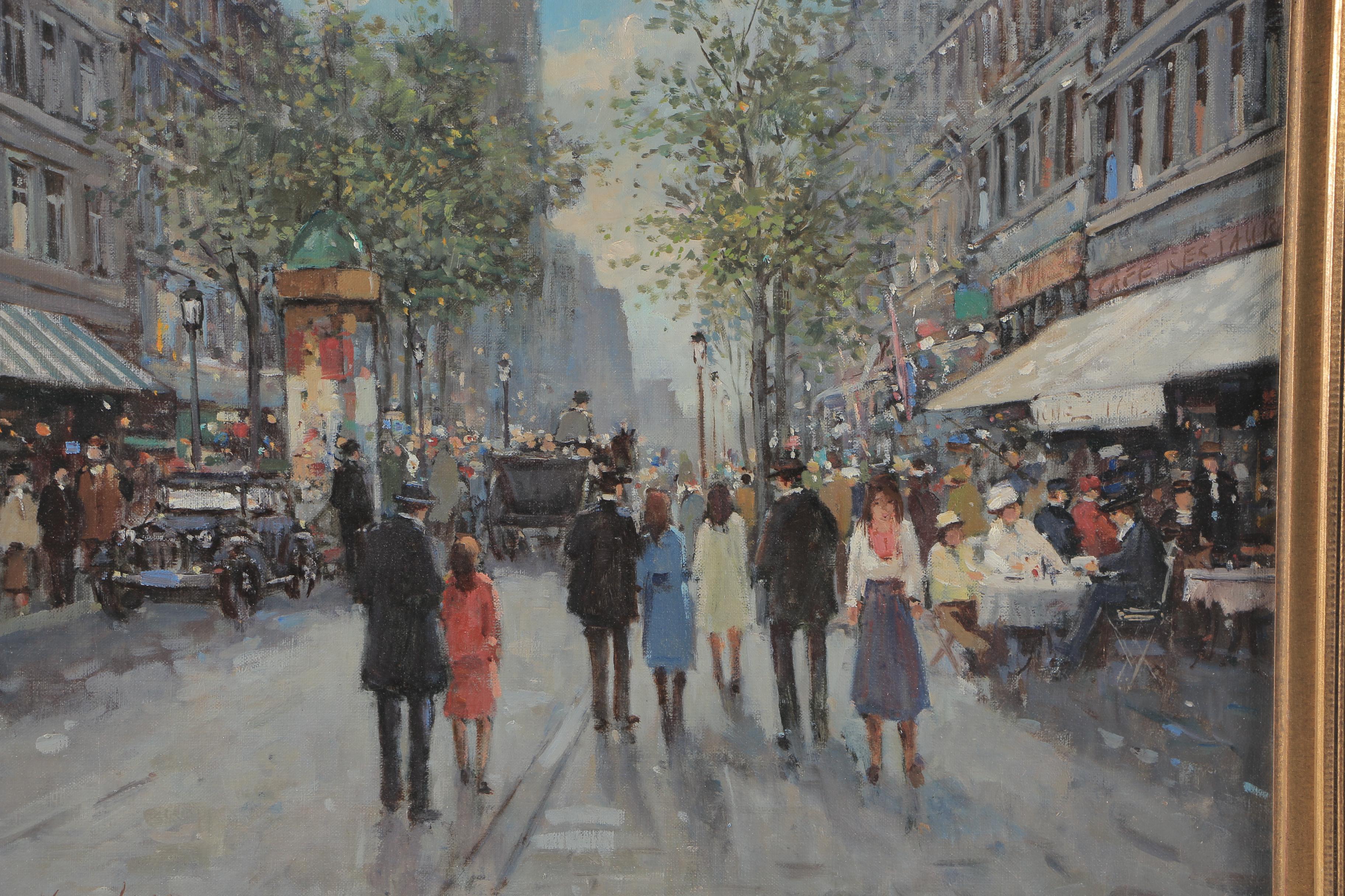 Kees Van Loon Oil Painting on Canvas "Street Scene"