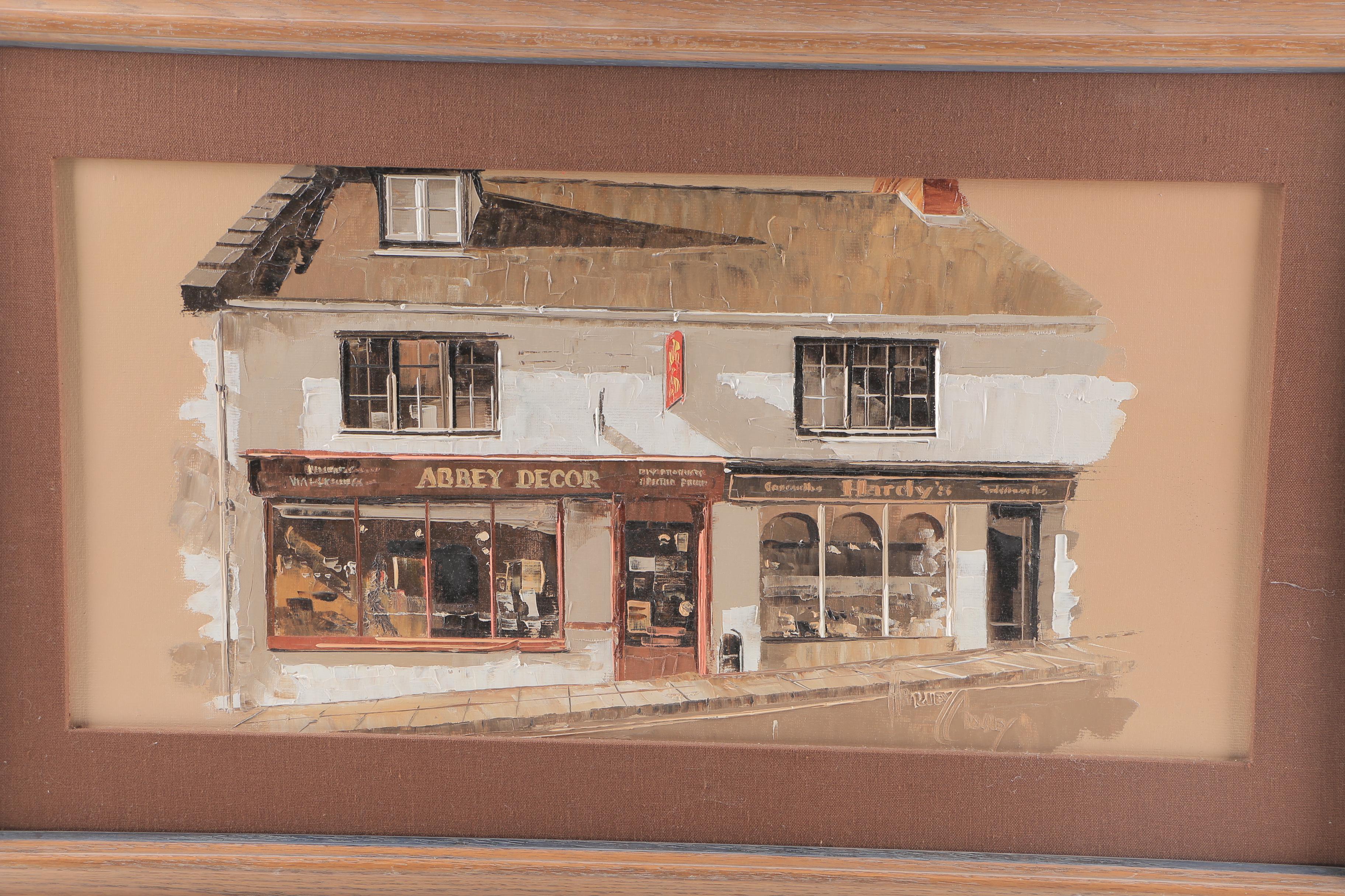 Harley Crossley Oil Painting on Board of Shop Front